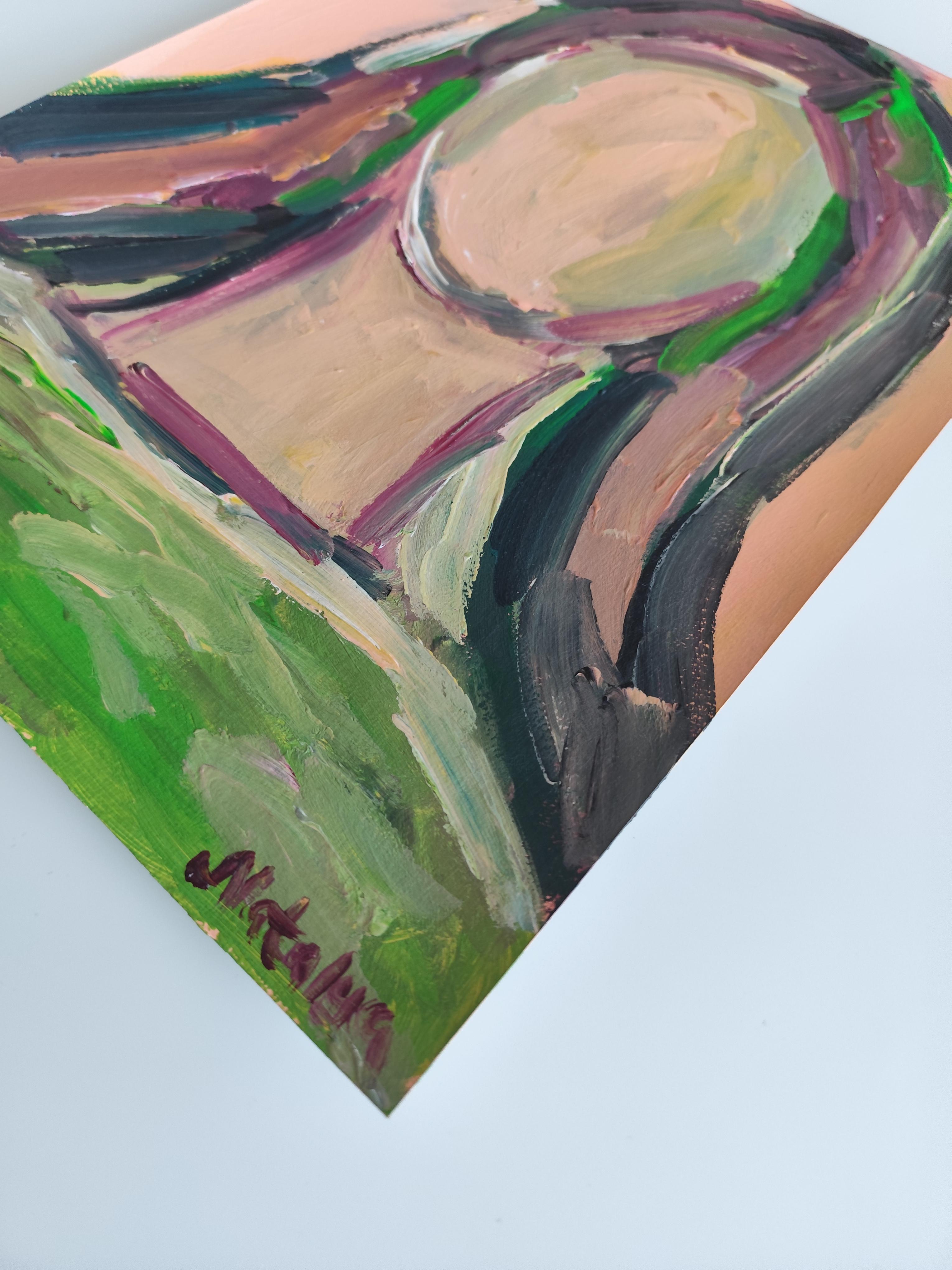 Contemporary abstract  expressionist portrait acrylic on paper 