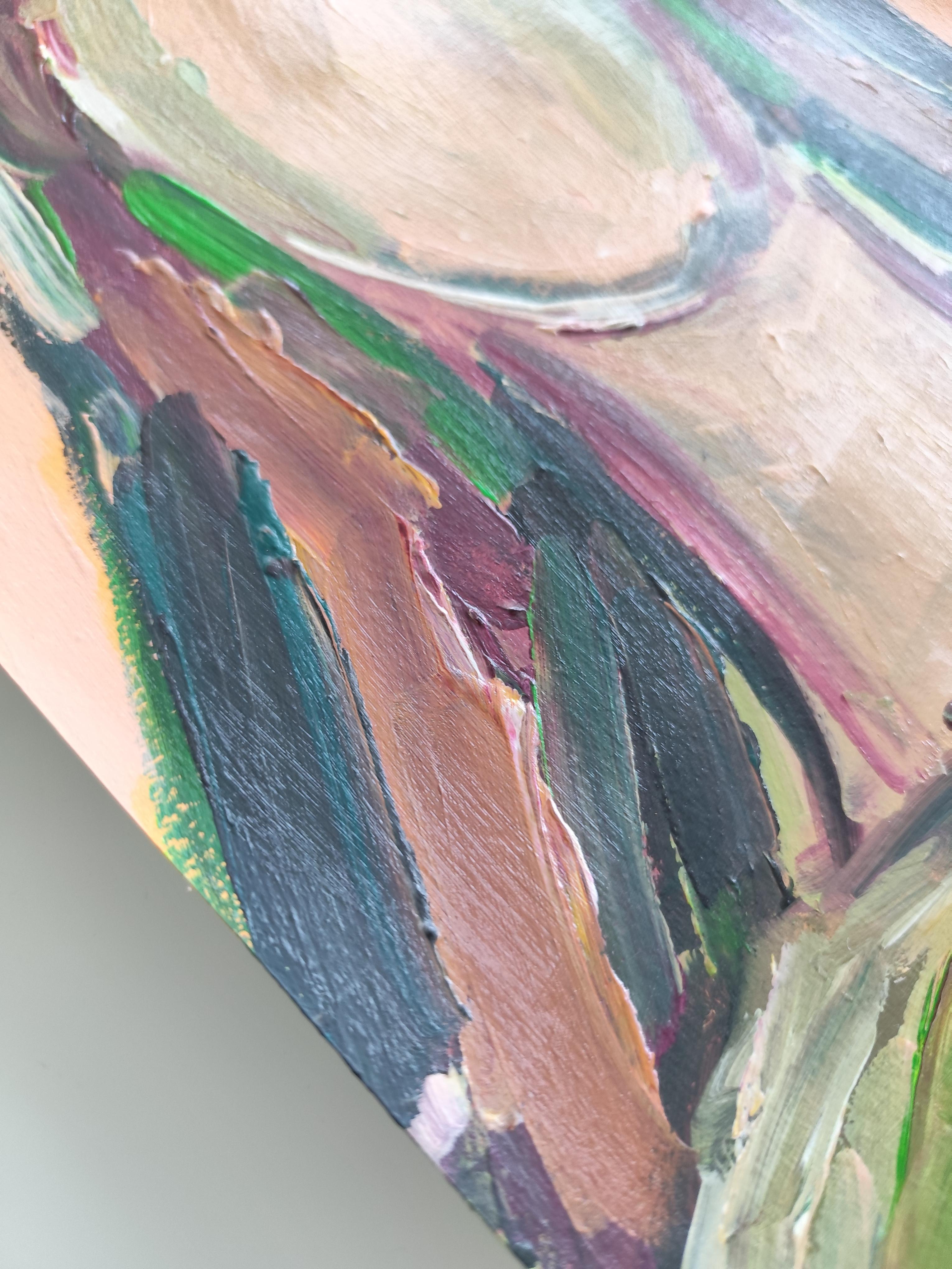 Contemporary abstract  expressionist portrait acrylic on paper 