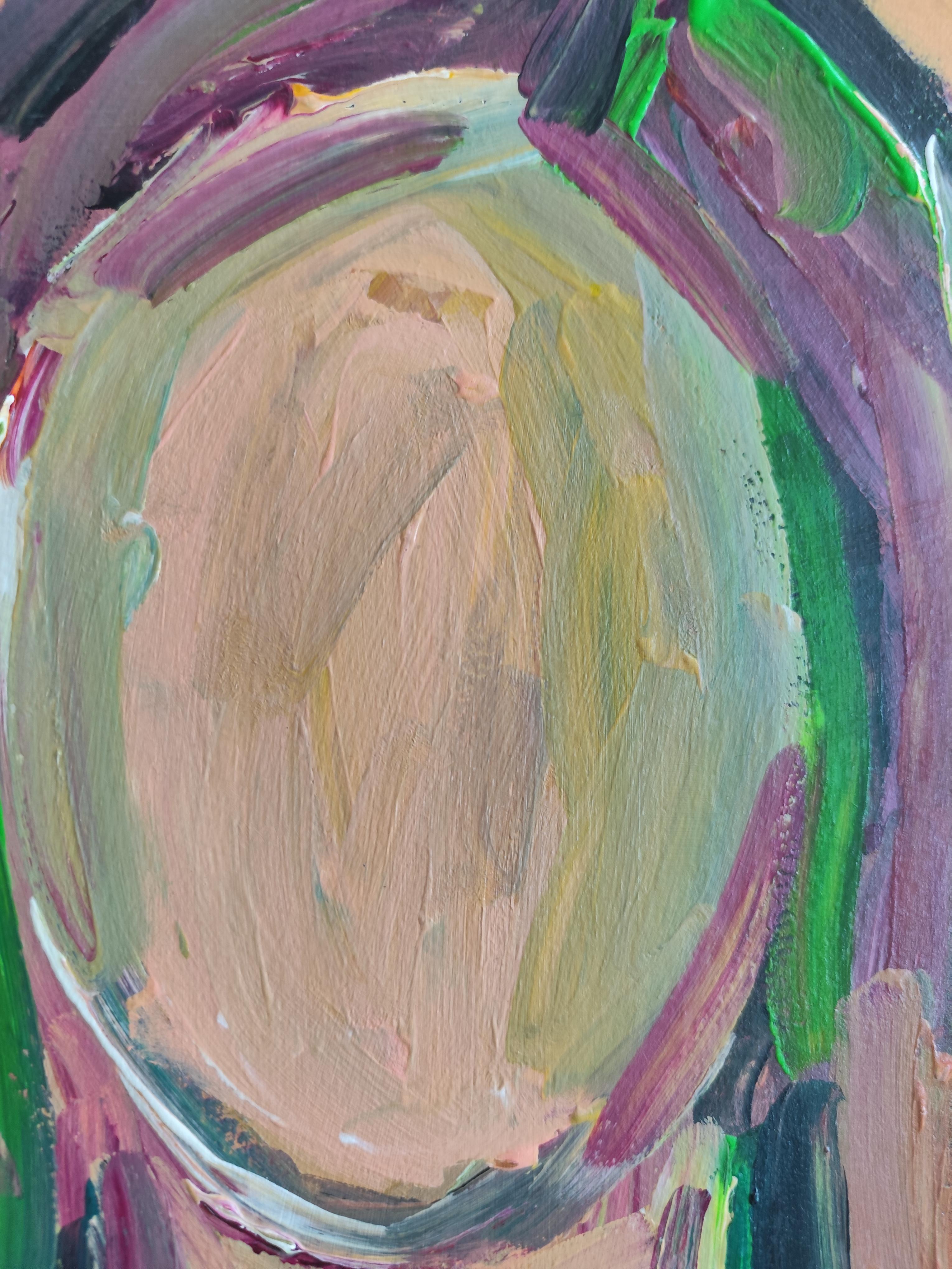 Contemporary abstract  expressionist portrait acrylic on paper 