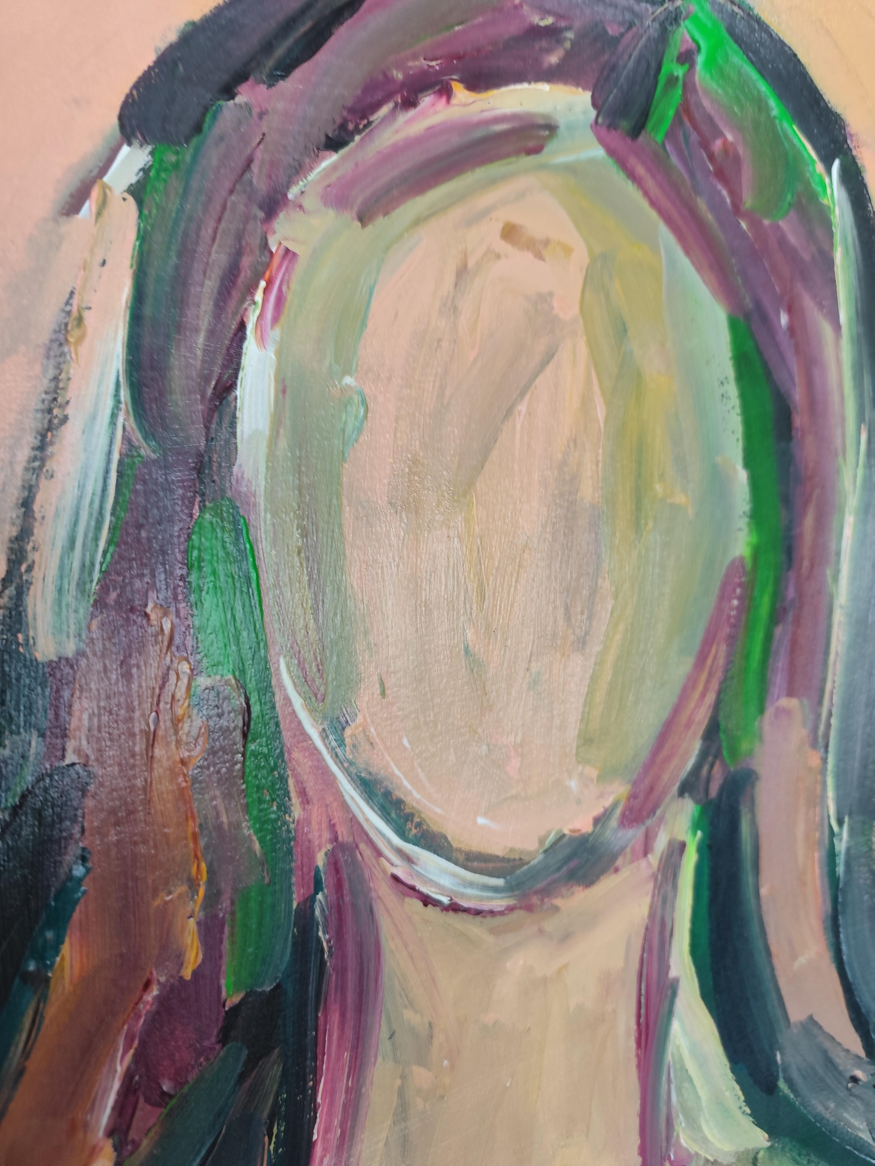 Contemporary abstract  expressionist portrait acrylic on paper 