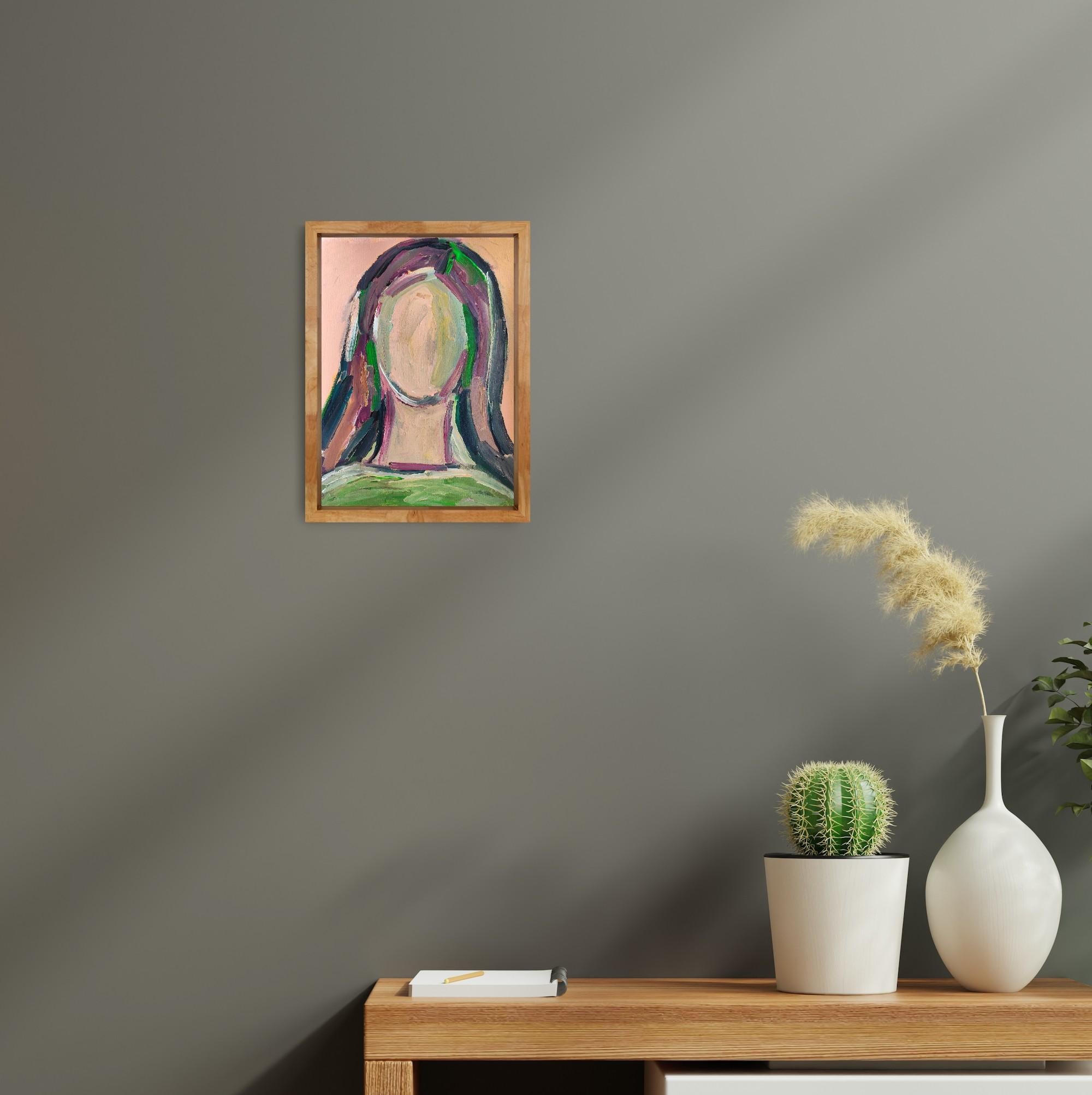 Contemporary abstract  expressionist portrait acrylic on paper 
