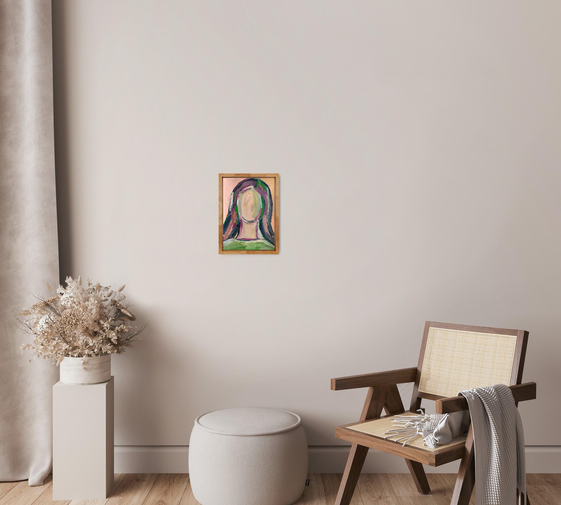 Contemporary abstract  expressionist portrait acrylic on paper 