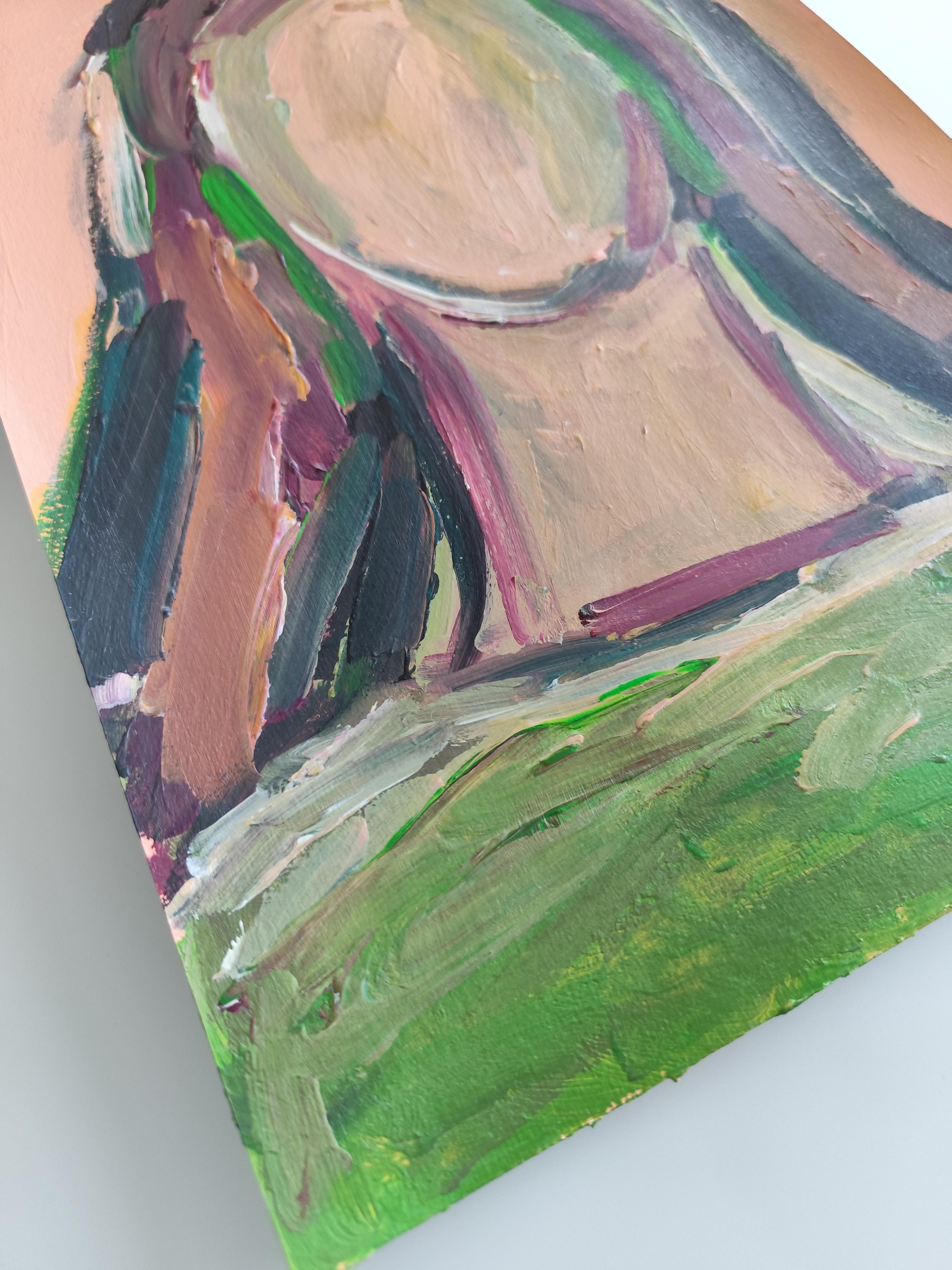 Contemporary abstract  expressionist portrait acrylic on paper 