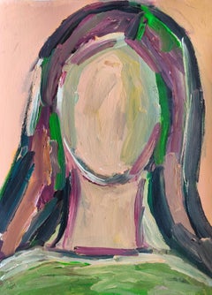 Contemporary abstrakt  Expressionistisches Porträt Acryl auf Papier "Unverwüstliche Frau"