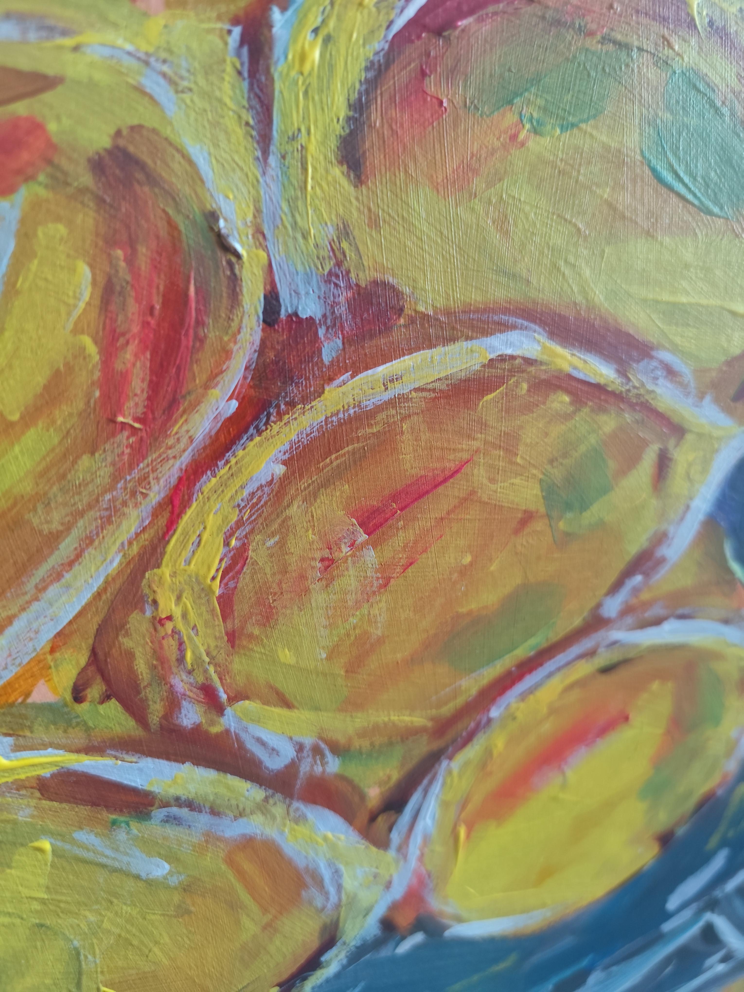 Contemporary abstract expressionist still life fruit painting 