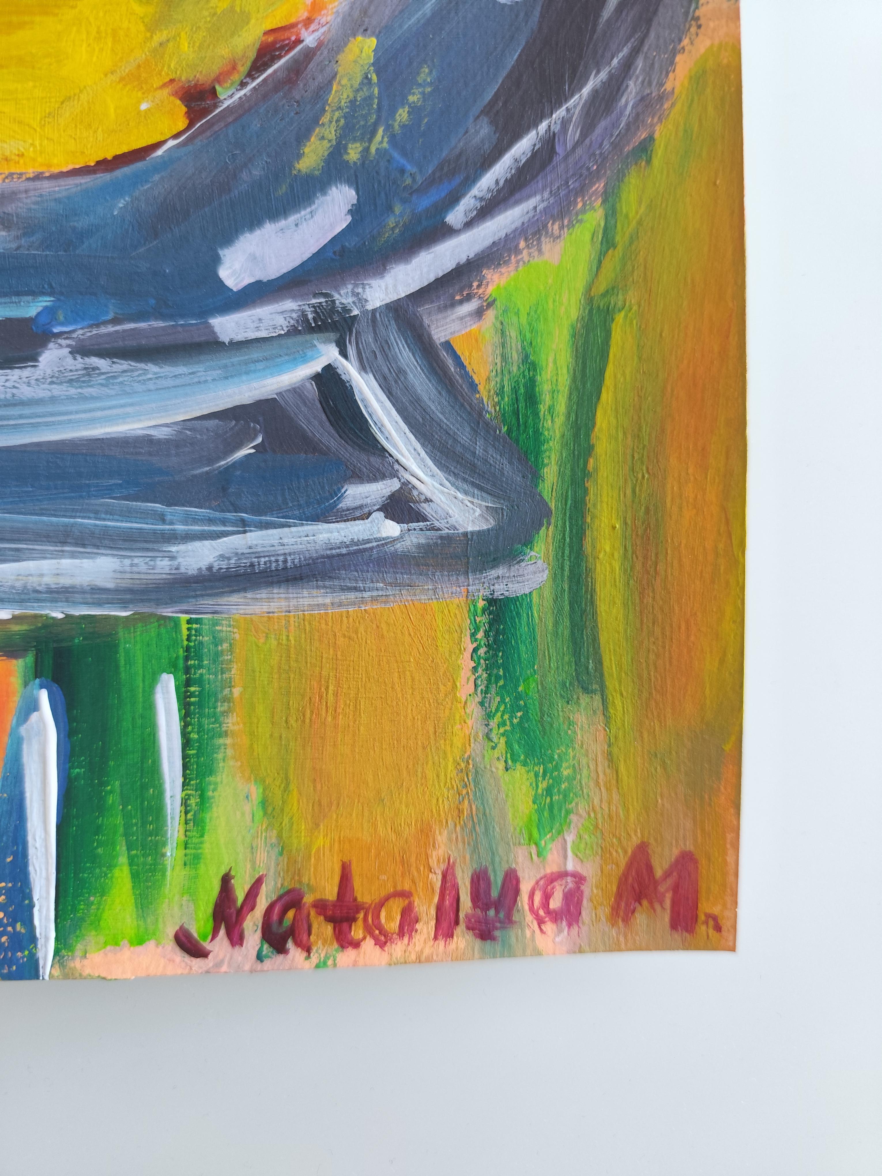 Contemporary abstract expressionist still life fruit painting 