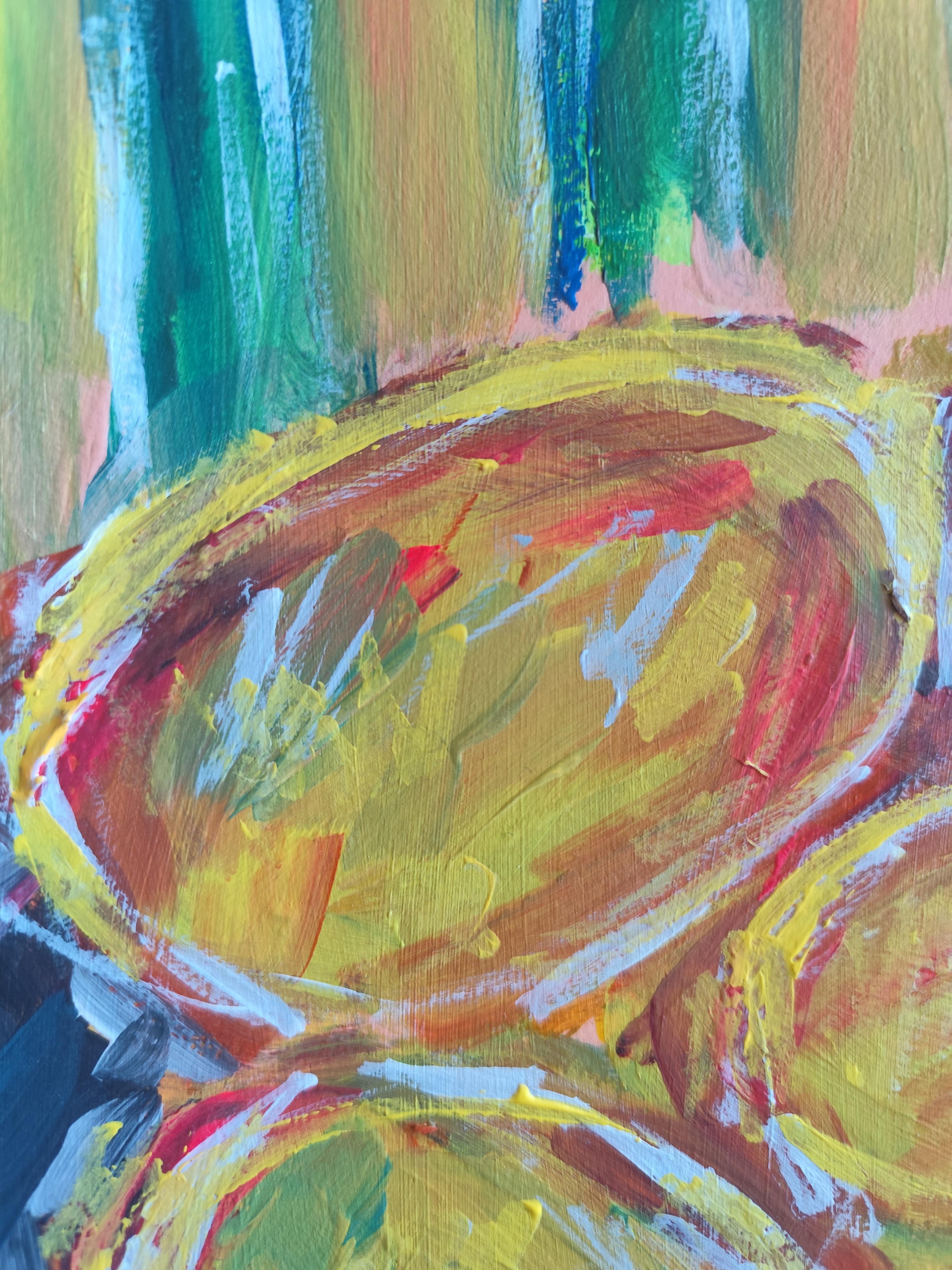 Contemporary abstract expressionist still life fruit painting 
