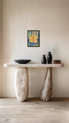 Contemporary abstract expressionist still life fruit painting "Lemons in a bowl"