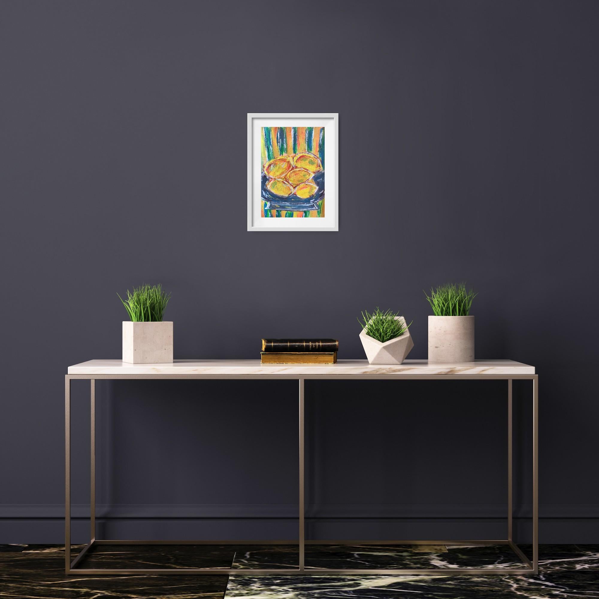 Contemporary abstract expressionist still life fruit painting 