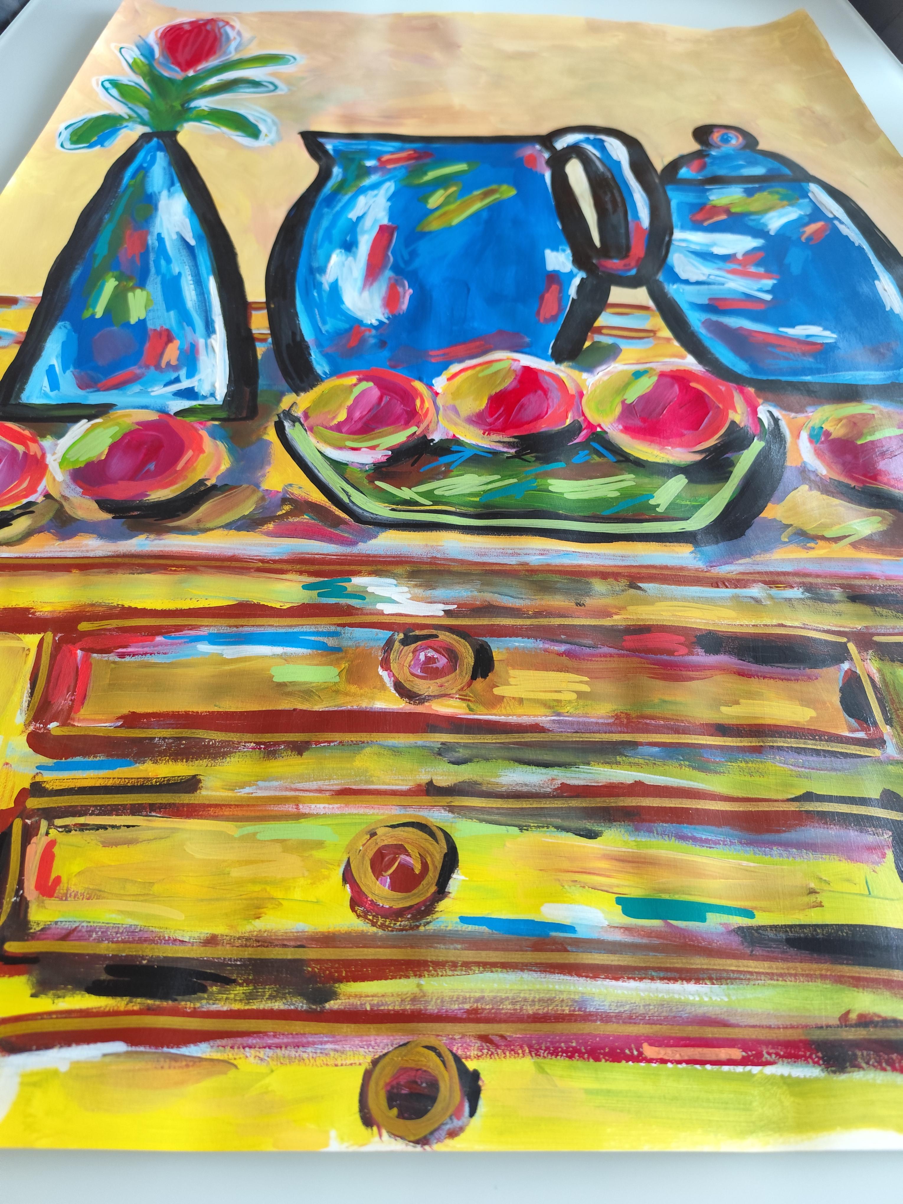 Nature morte expressionniste abstraite contemporaine 