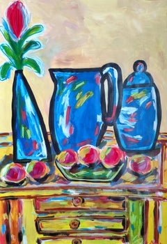 Contemporary abstract expressionist still life painting "Dialogues in stillness"