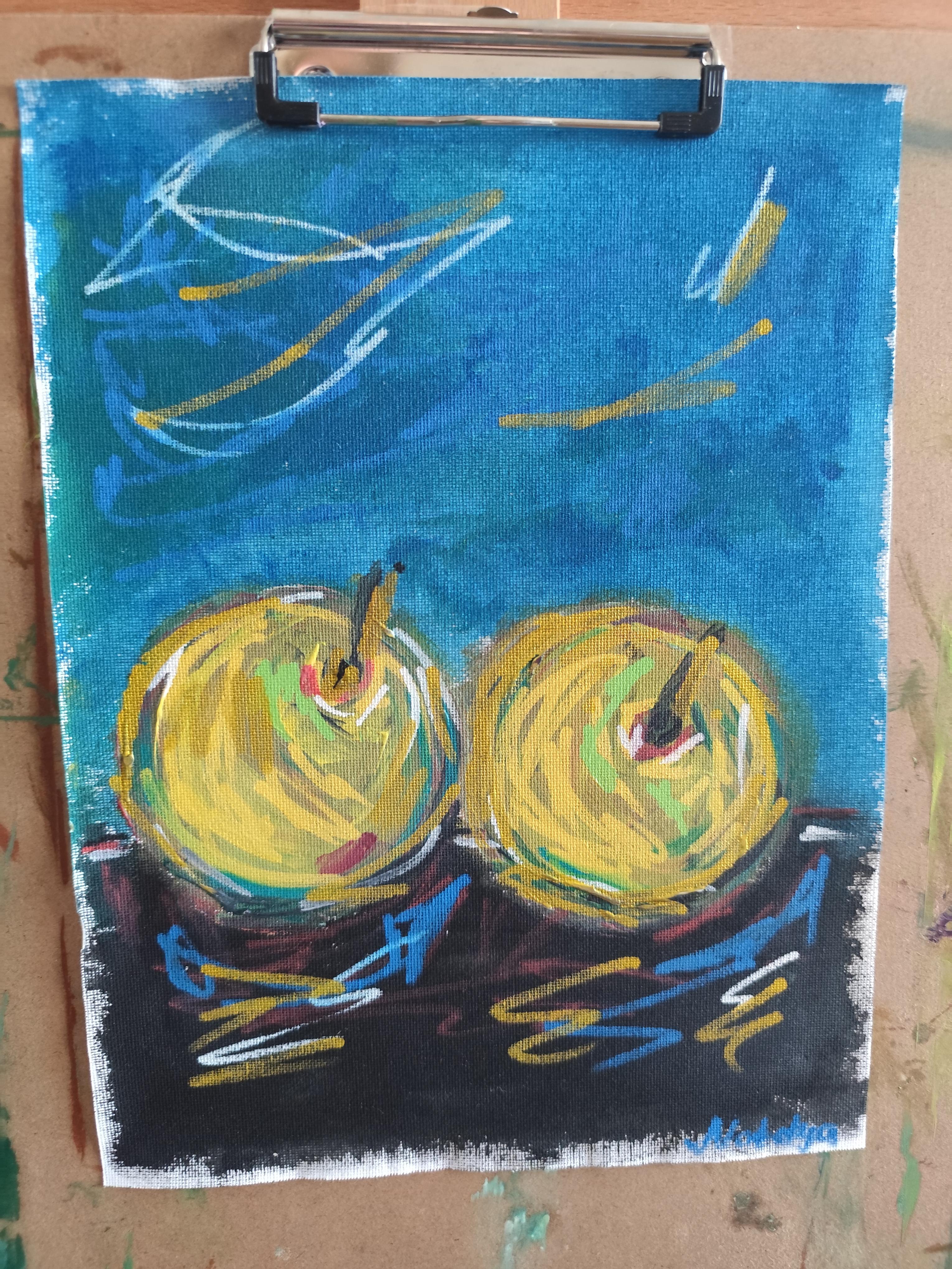 Zeitgenössisches abstraktes expressionistisches Stillleben auf Leinwand 