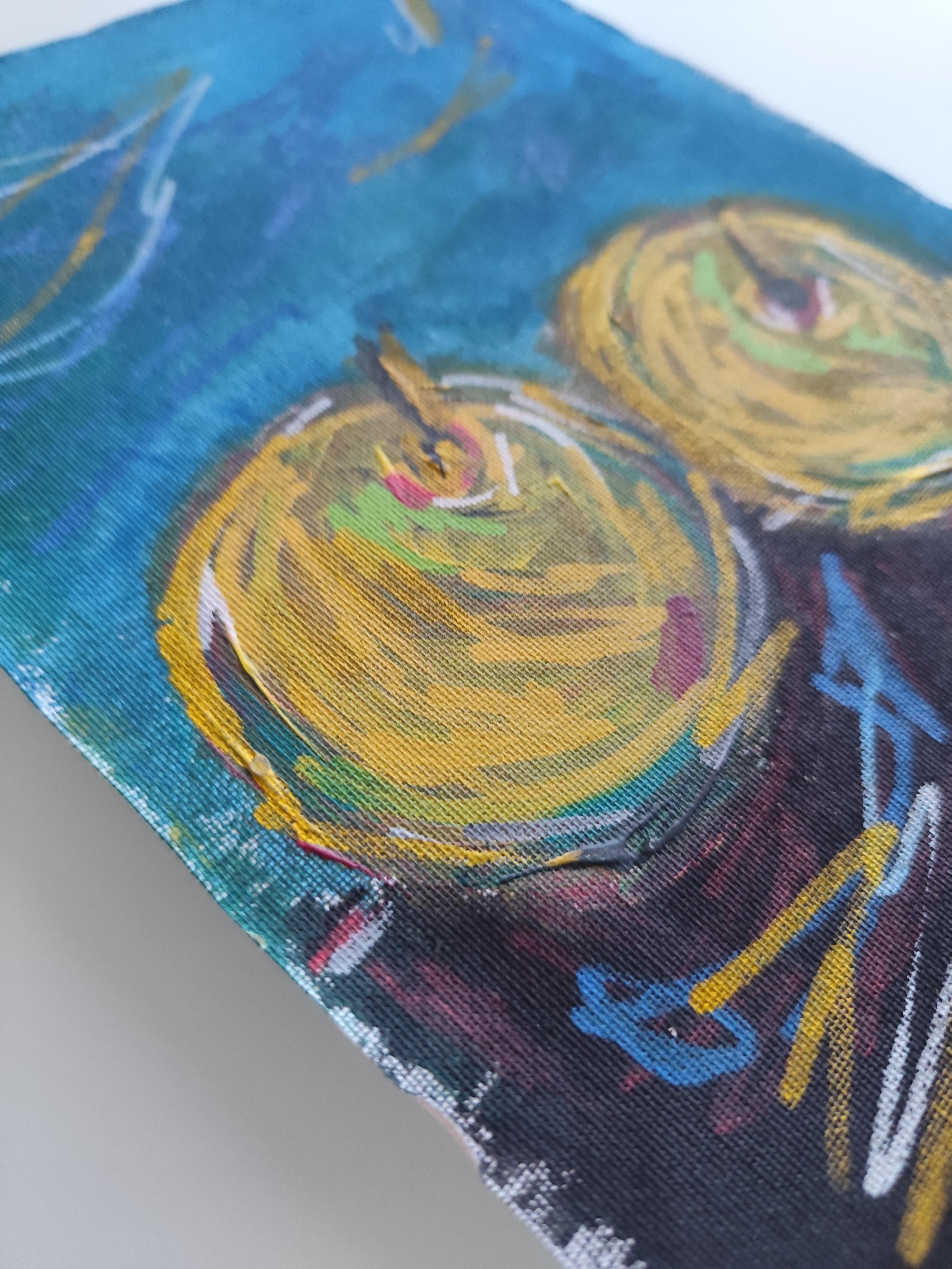 Zeitgenössisches abstraktes expressionistisches Stillleben auf Leinwand 