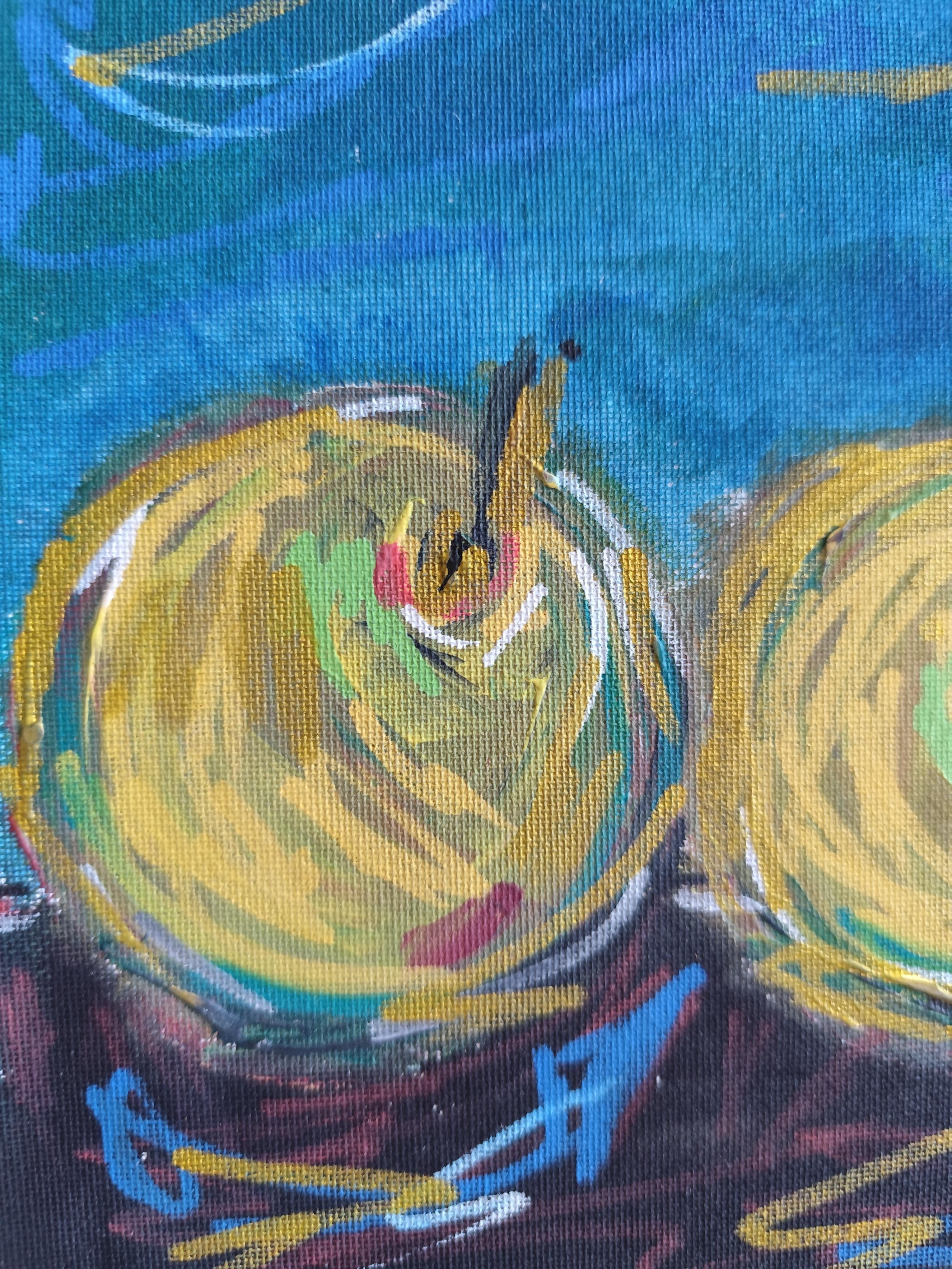 Zeitgenössisches abstraktes expressionistisches Stillleben auf Leinwand 