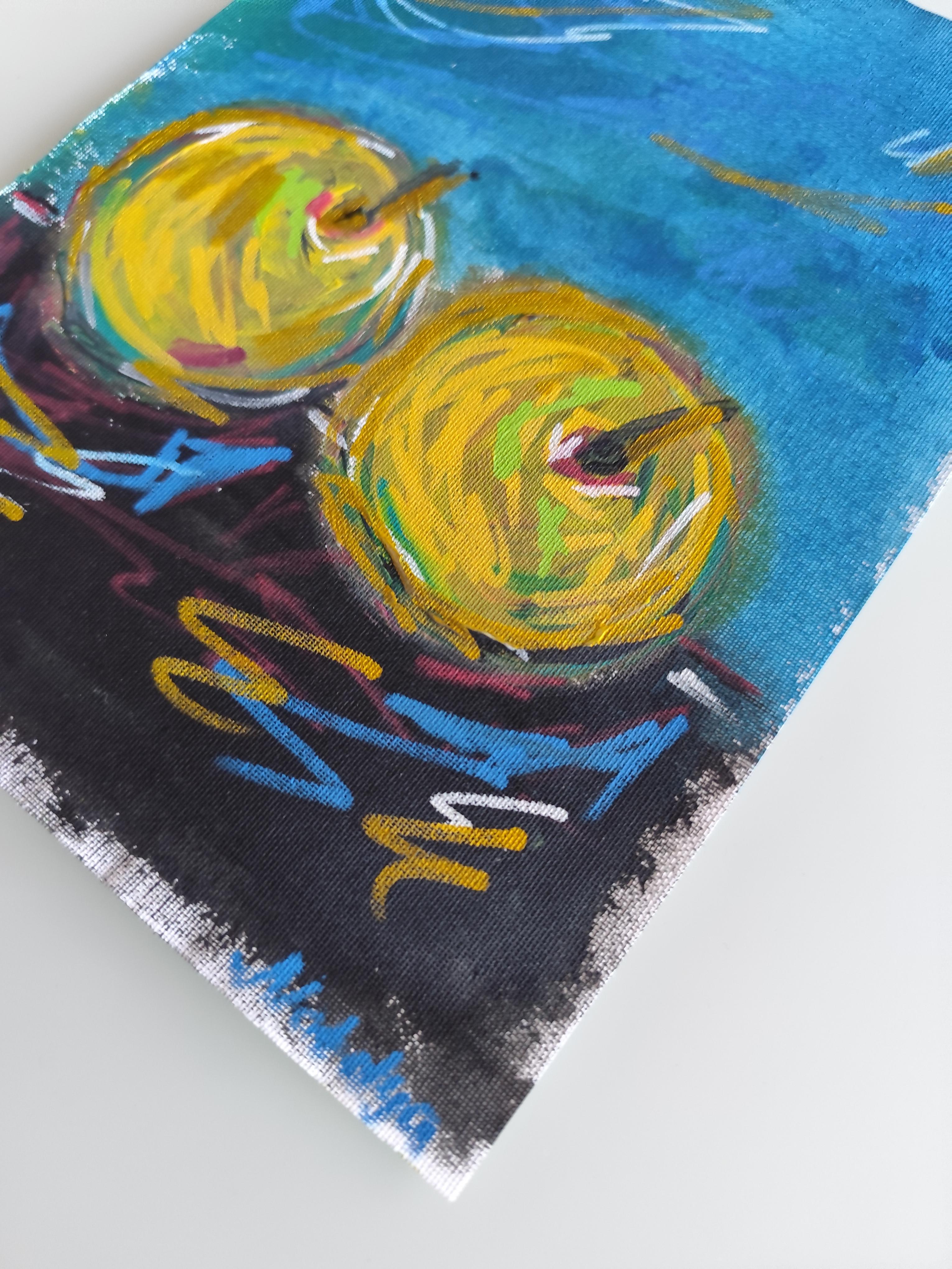 Zeitgenössisches abstraktes expressionistisches Stillleben auf Leinwand 