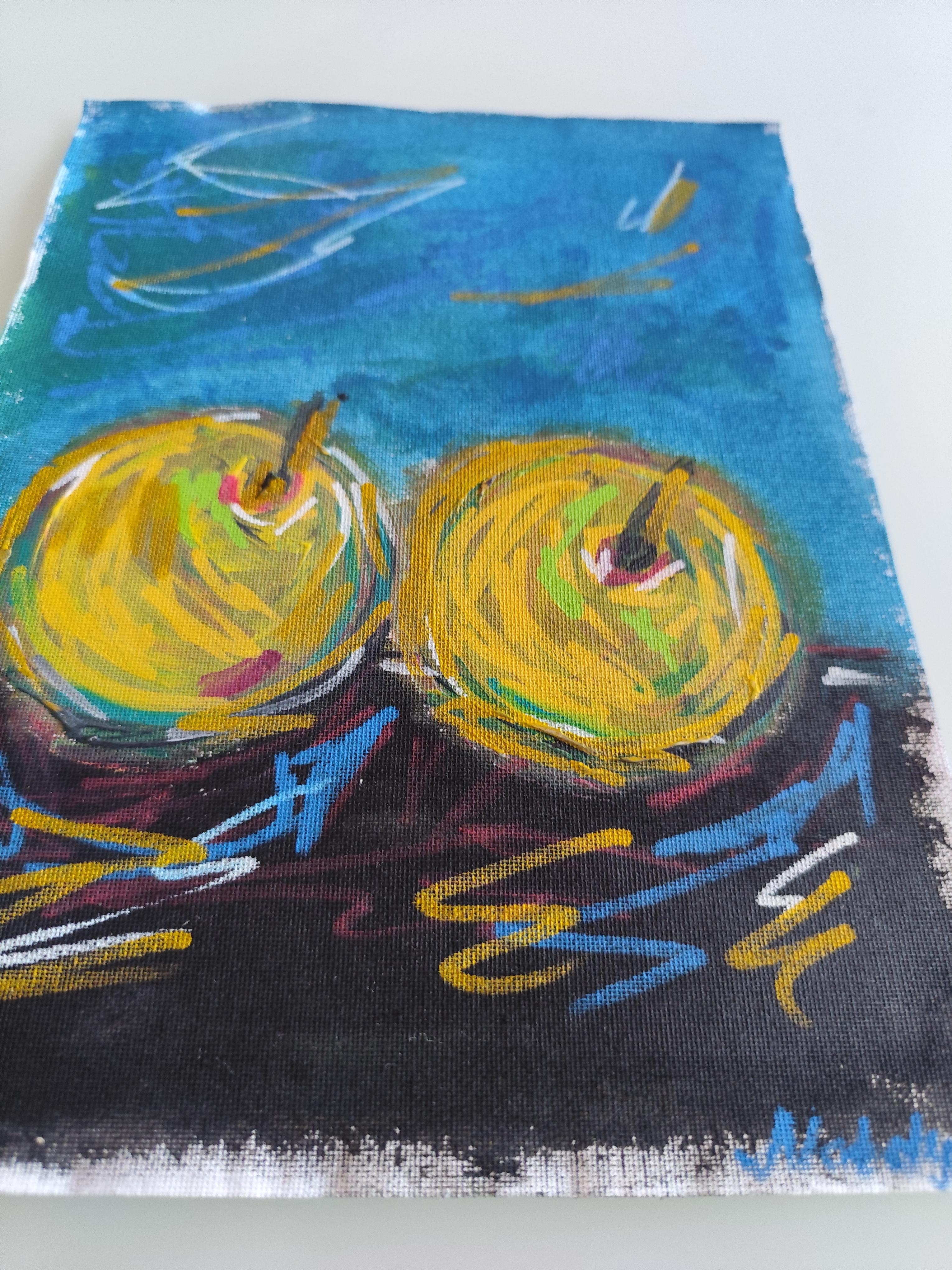 Zeitgenössisches abstraktes expressionistisches Stillleben auf Leinwand 