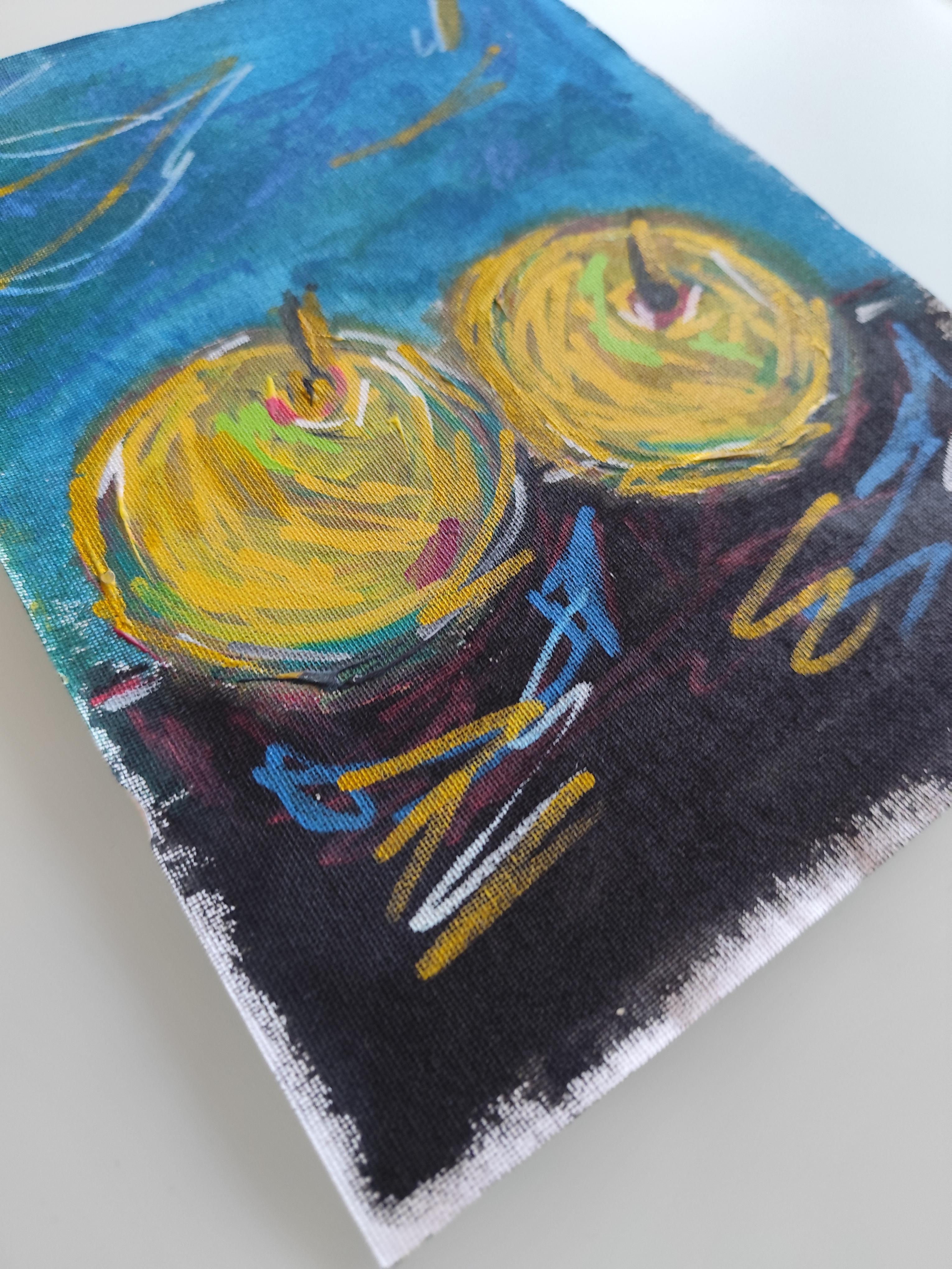 Zeitgenössisches abstraktes expressionistisches Stillleben auf Leinwand 