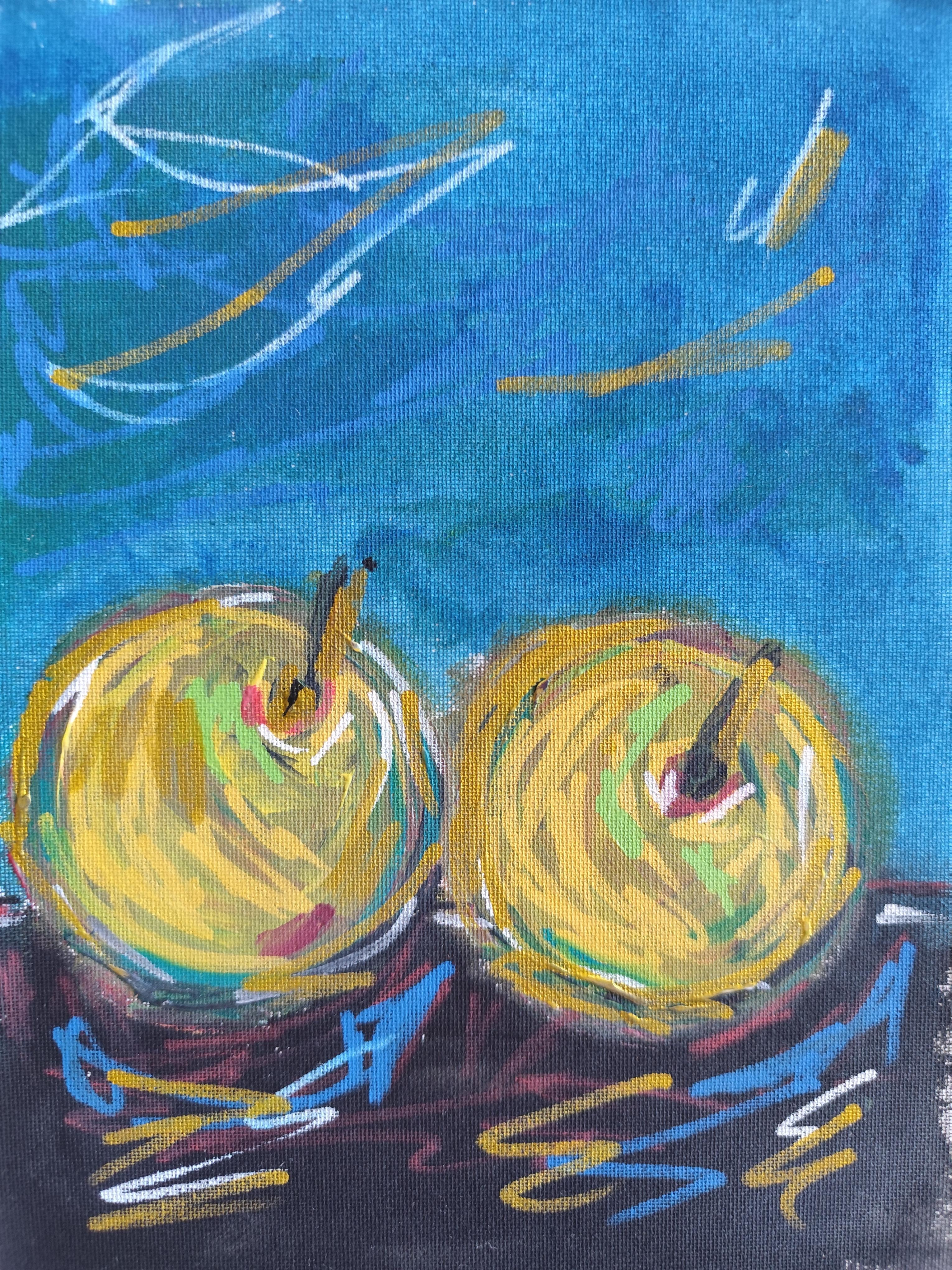 Zeitgenössisches abstraktes expressionistisches Stillleben auf Leinwand 