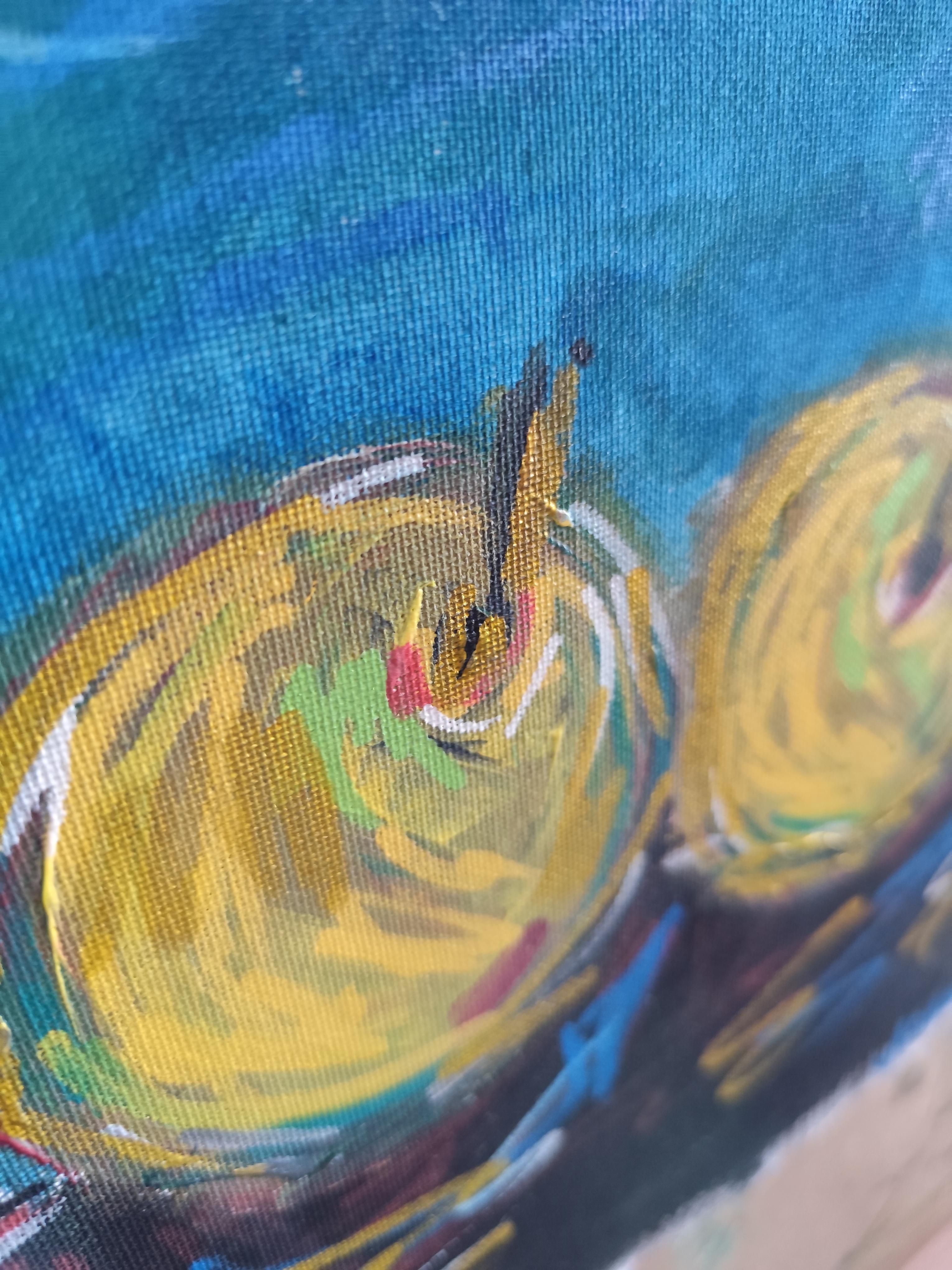 Zeitgenössisches abstraktes expressionistisches Stillleben auf Leinwand 