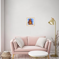 Contemporary abstract expressionist vivid watercolor woman paper "Woman's pause"