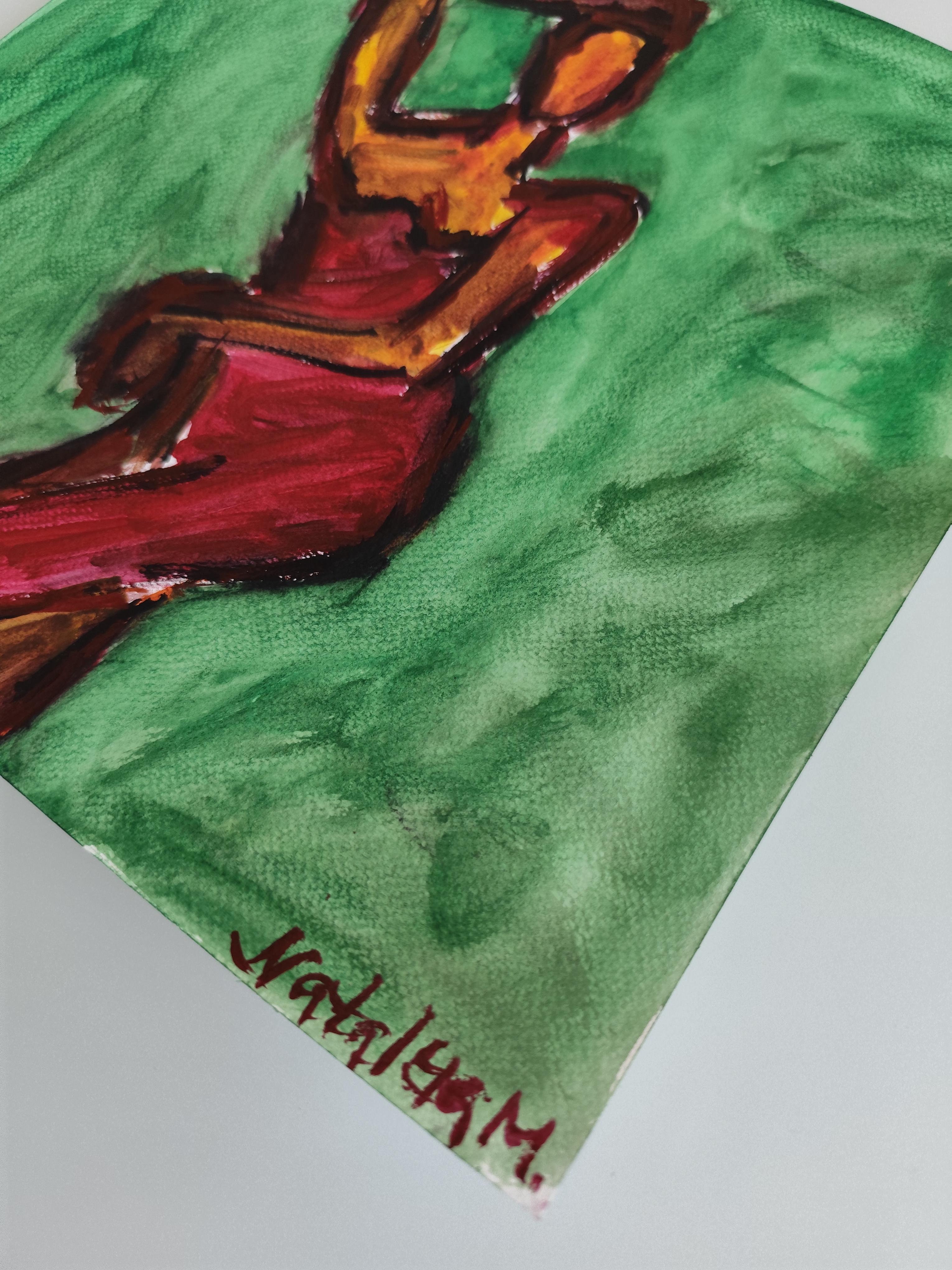 Acuarela expresionista abstracta contemporánea mujer sobre papel 