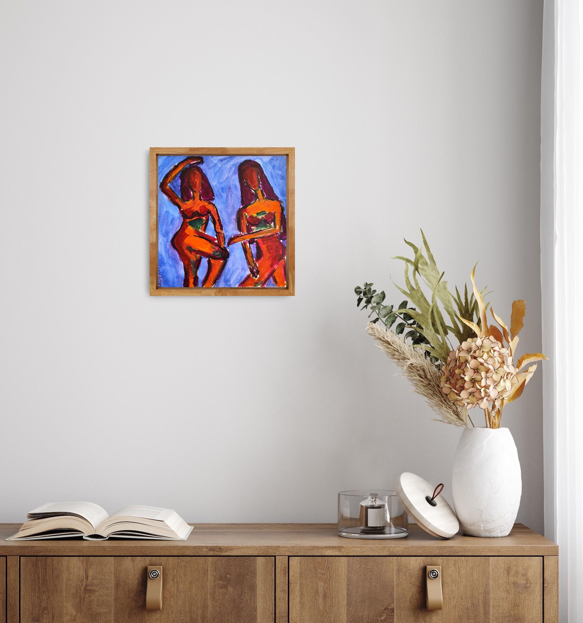 Aquarelle contemporaine expressionniste abstraite femmes papier 