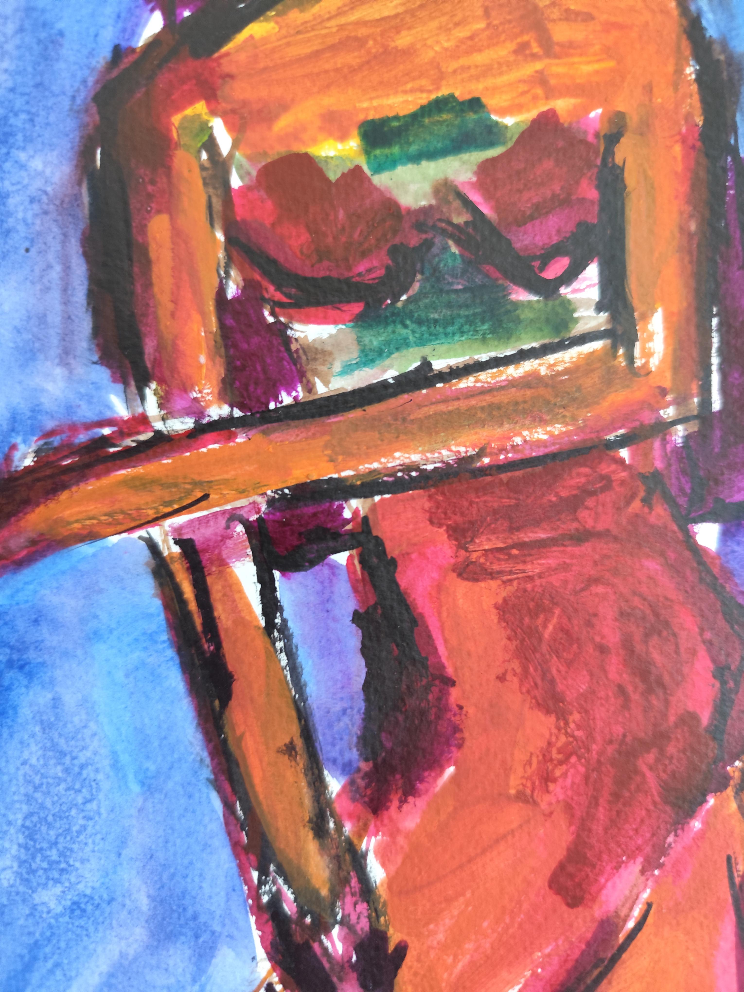 Aquarelle contemporaine expressionniste abstraite femmes papier 