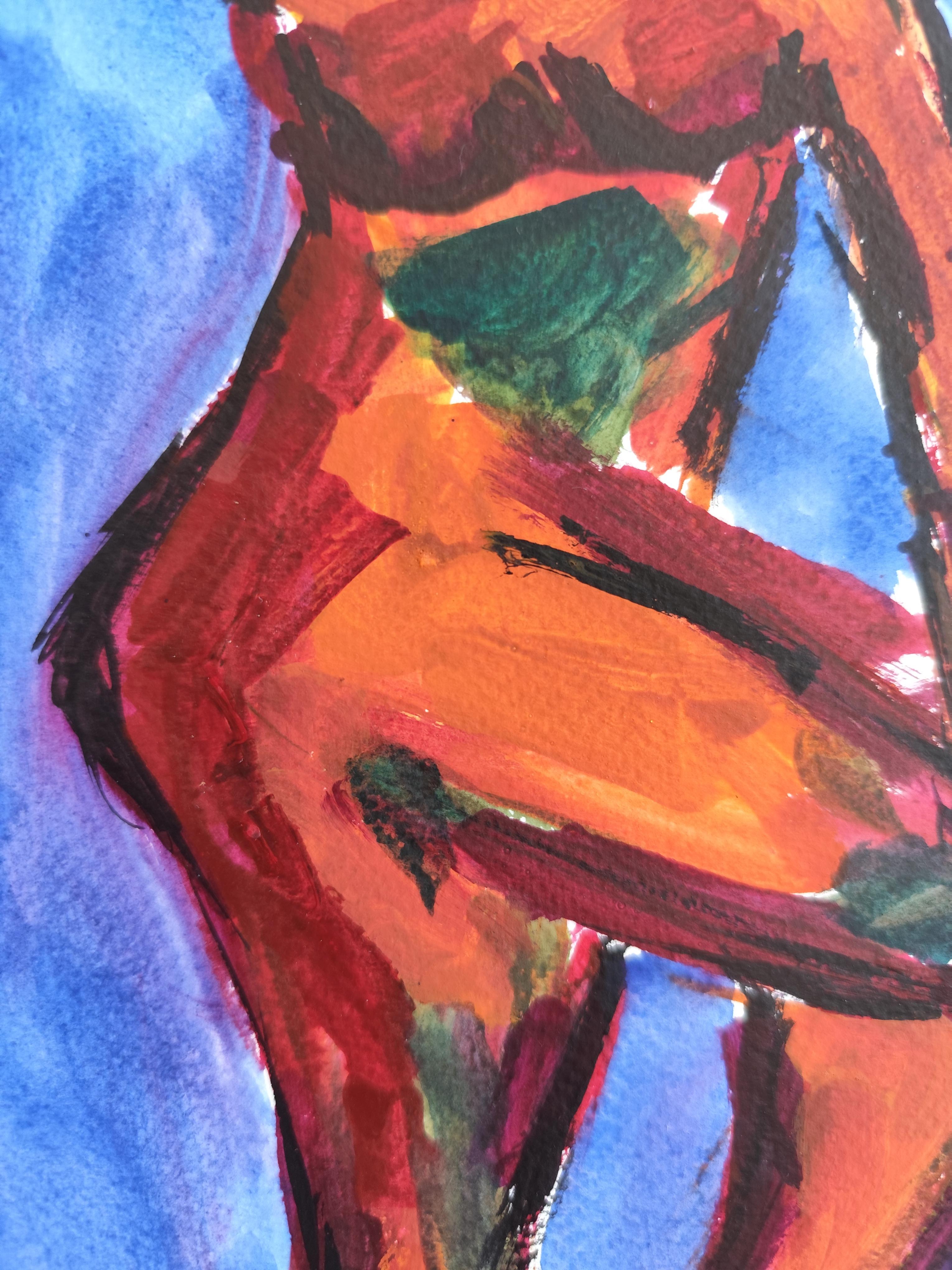 Aquarelle contemporaine expressionniste abstraite femmes papier 