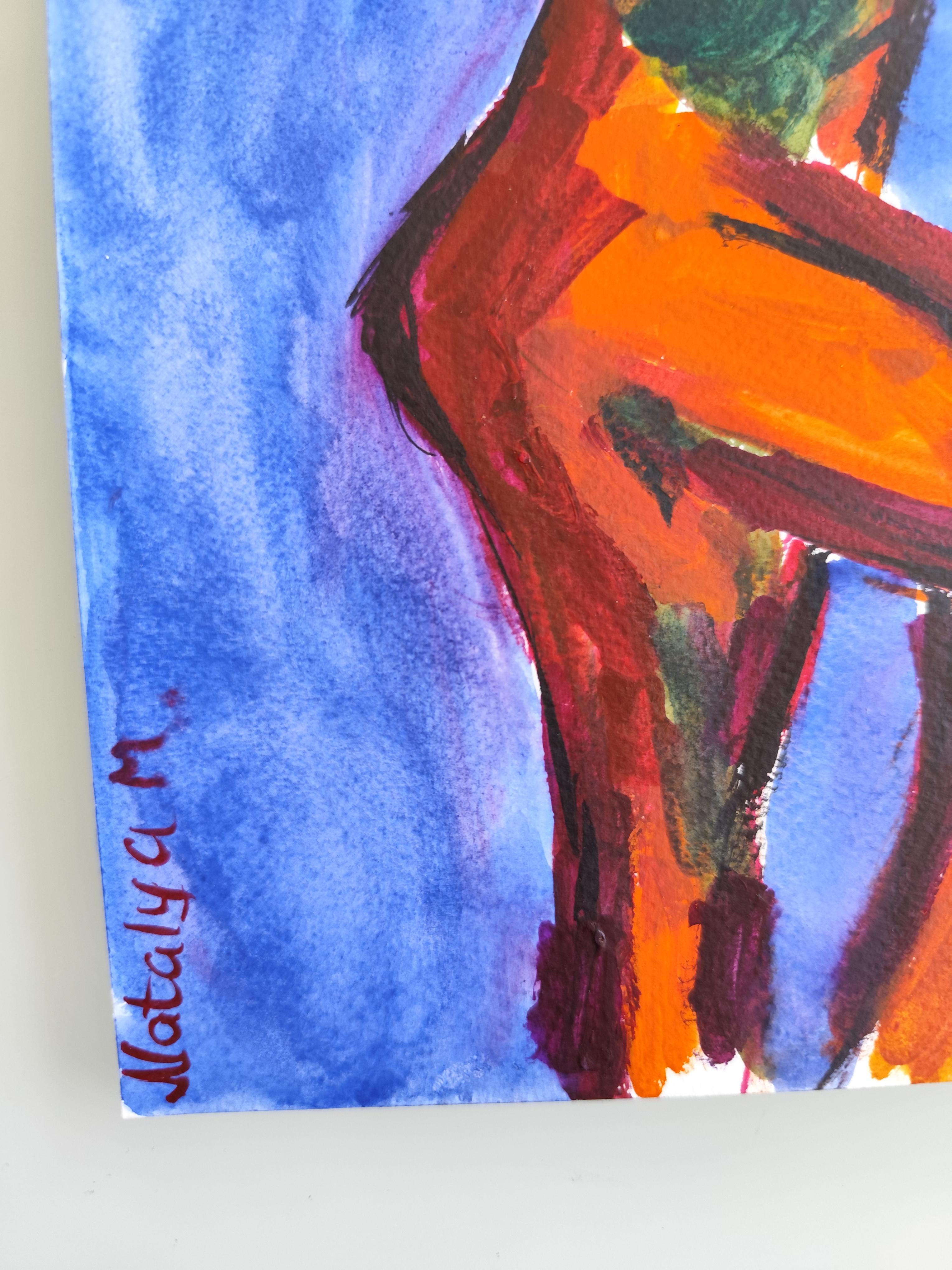 Aquarelle contemporaine expressionniste abstraite femmes papier 