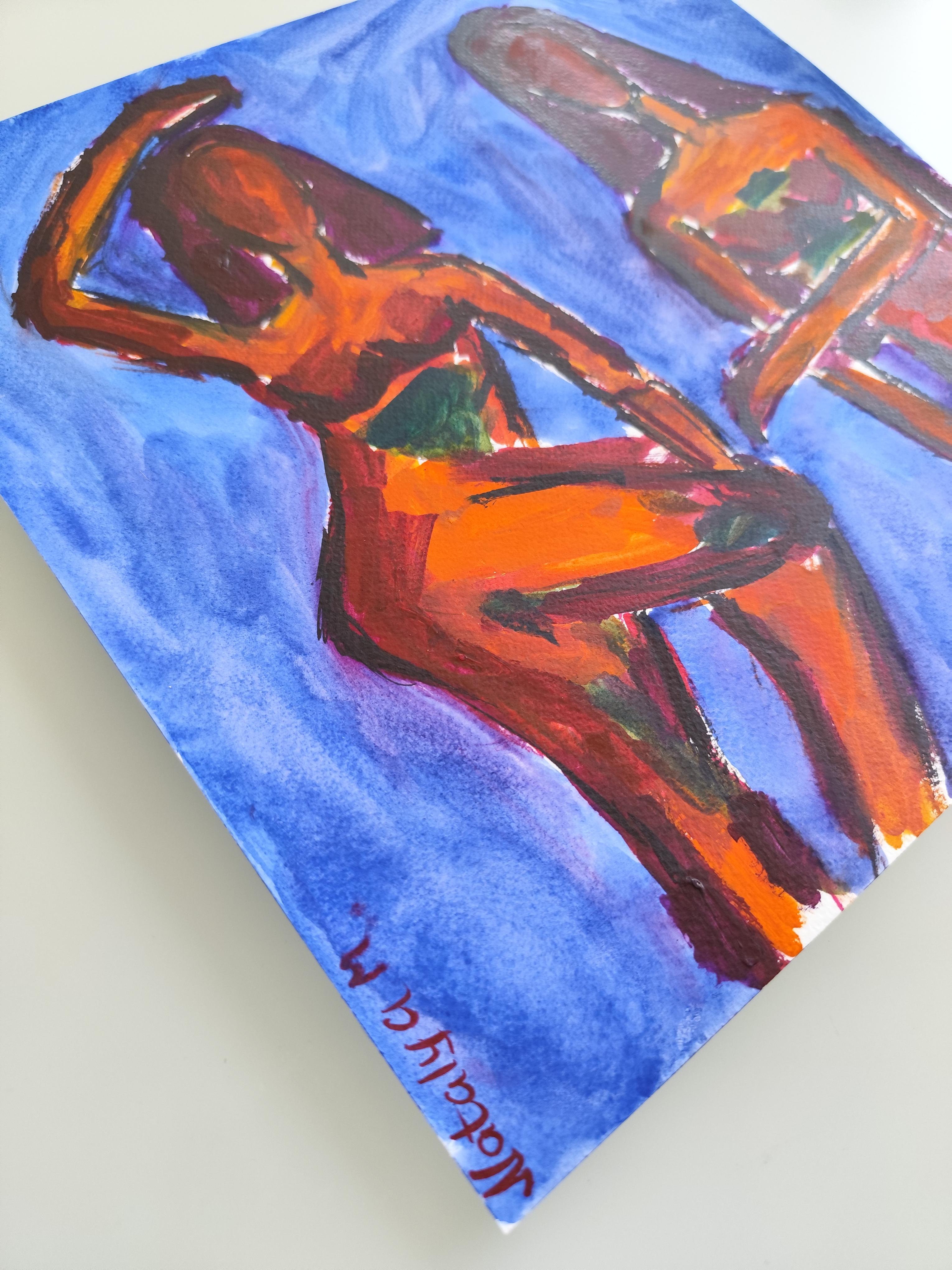 Aquarelle contemporaine expressionniste abstraite femmes papier 
