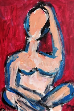 Contemporary abstract expressionist woman's figure painting "Luminous self"