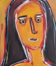 Contemporary abstract expressionist woman's portrait canvas "Phoenix beauty"