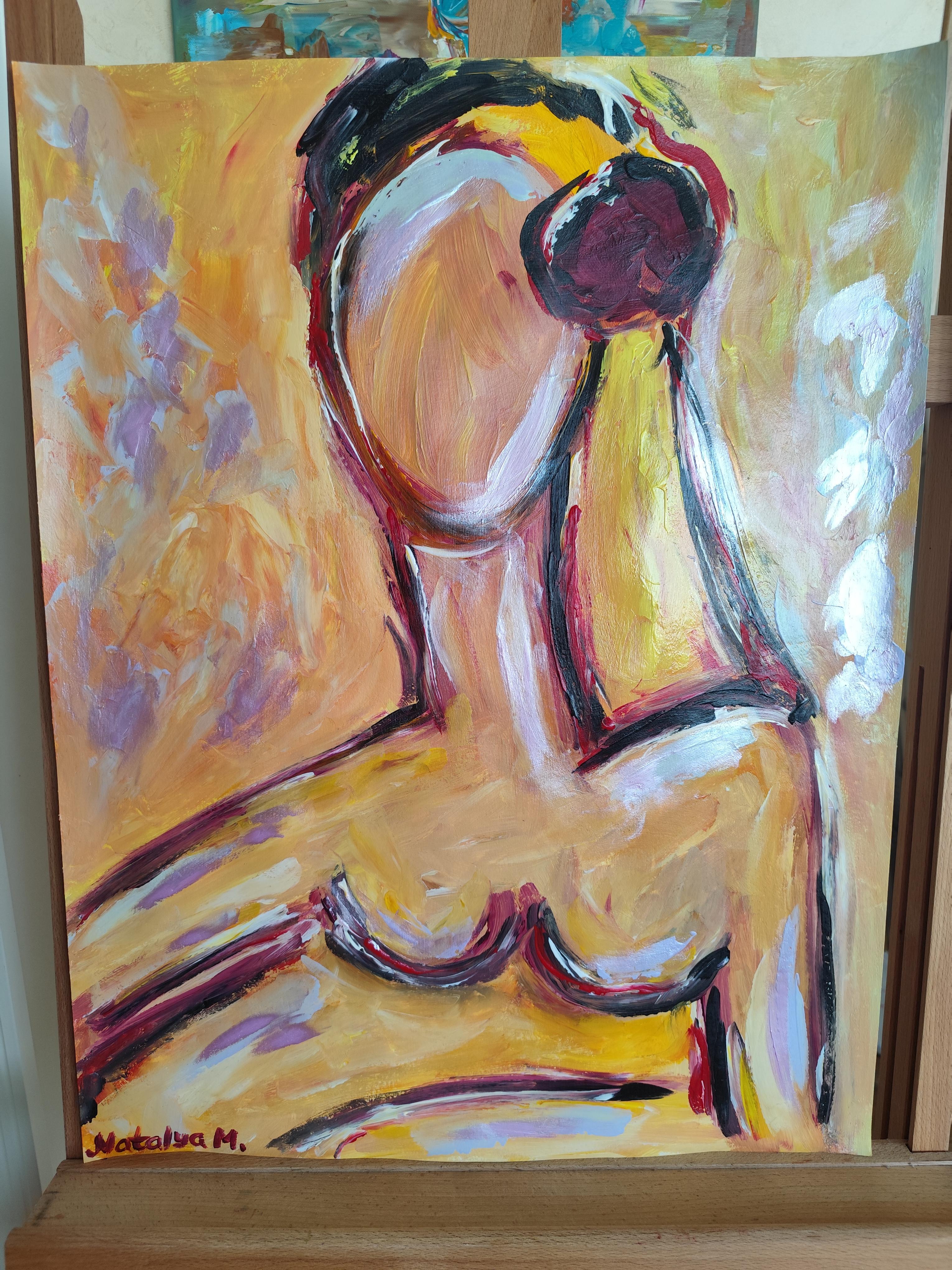 Abstracto contemporáneo  retrato expresionista de mujer  