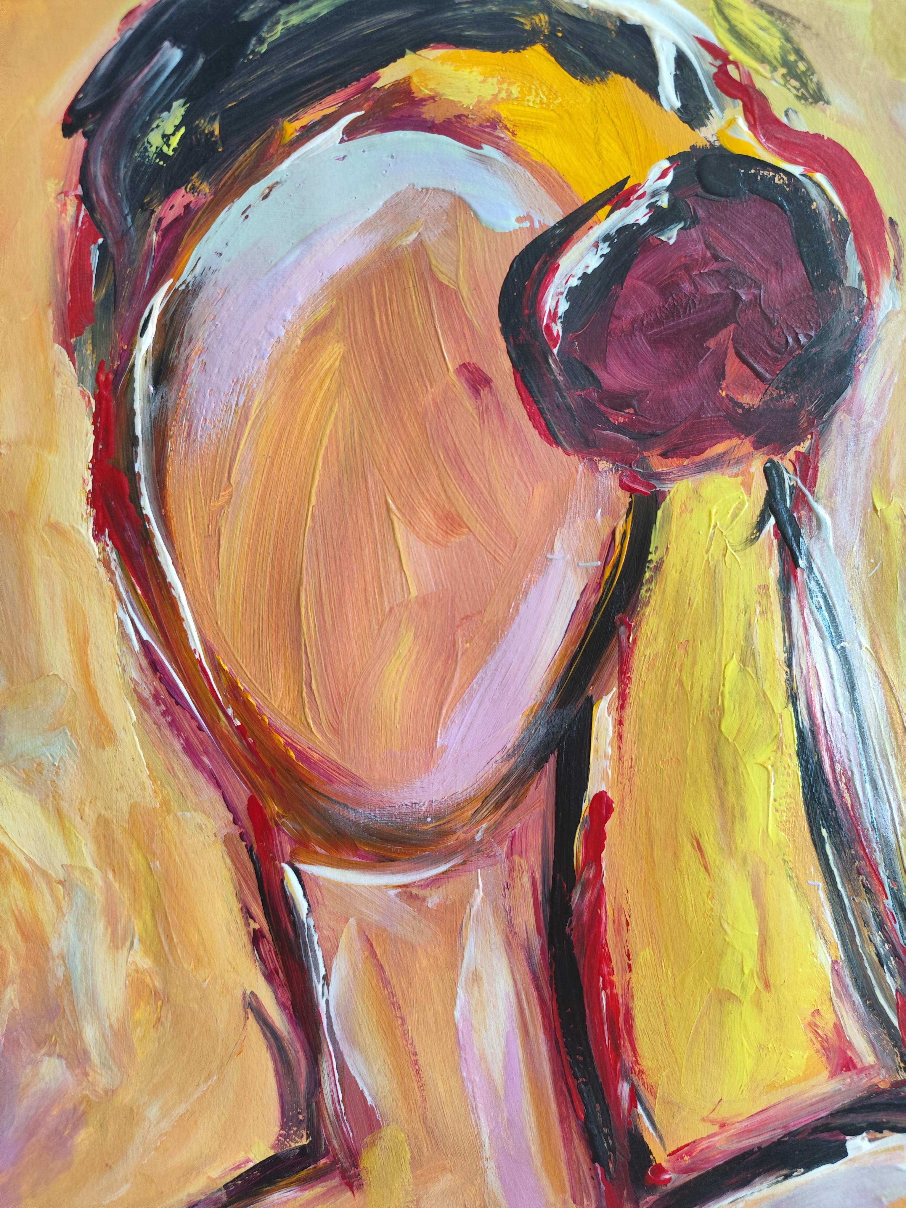 Abstracto contemporáneo  retrato expresionista de mujer  