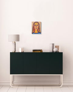 Portrait de femme contemporain expressionniste abstrait sur toile "Le calme intérieur".