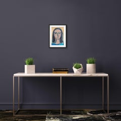 Zeitgenössisches abstraktes expressionistisches Frauenporträt auf Papier "Essentielle Kraft".