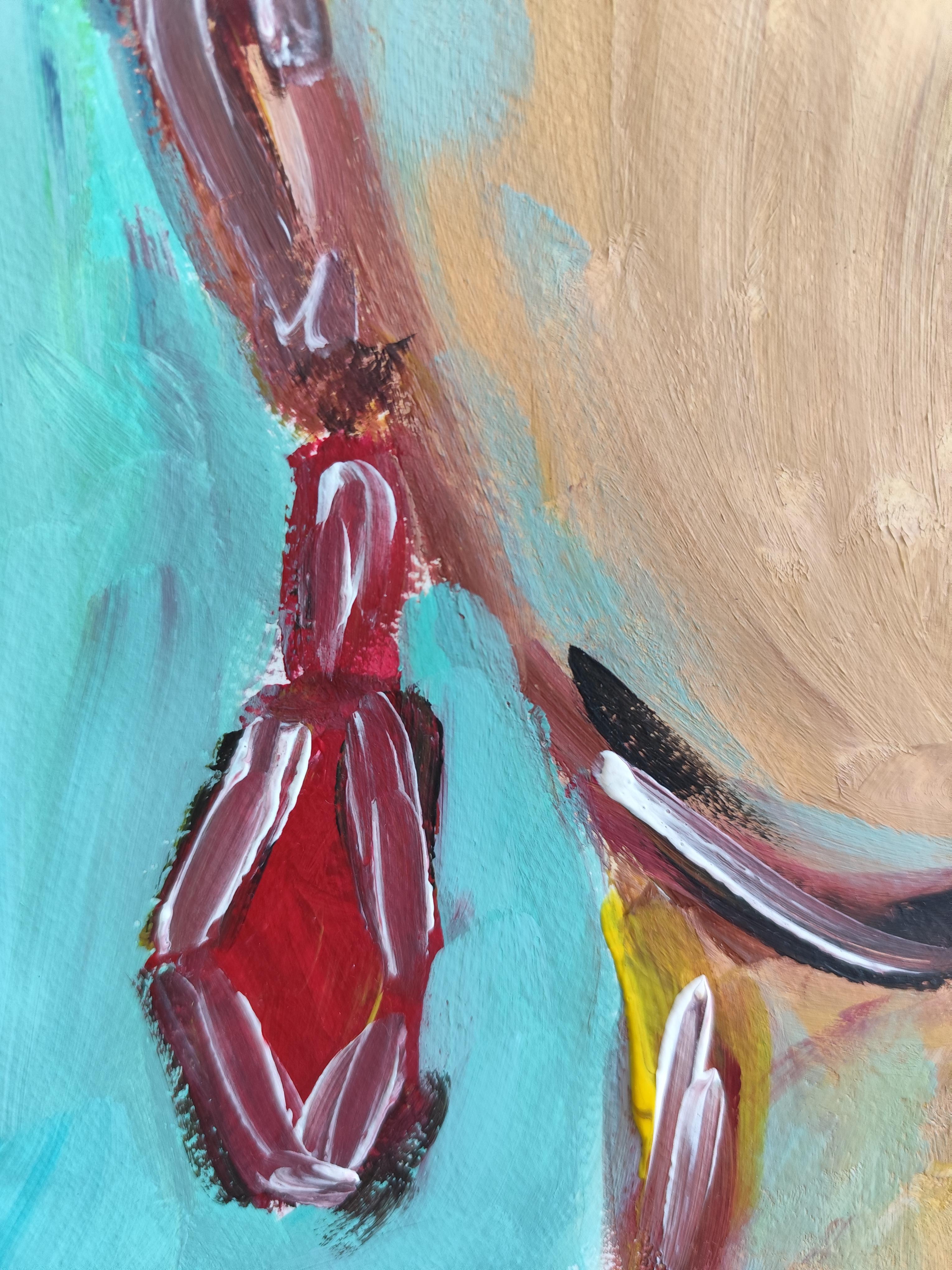 Contemporary abstract expressionist woman's portrait on paper 