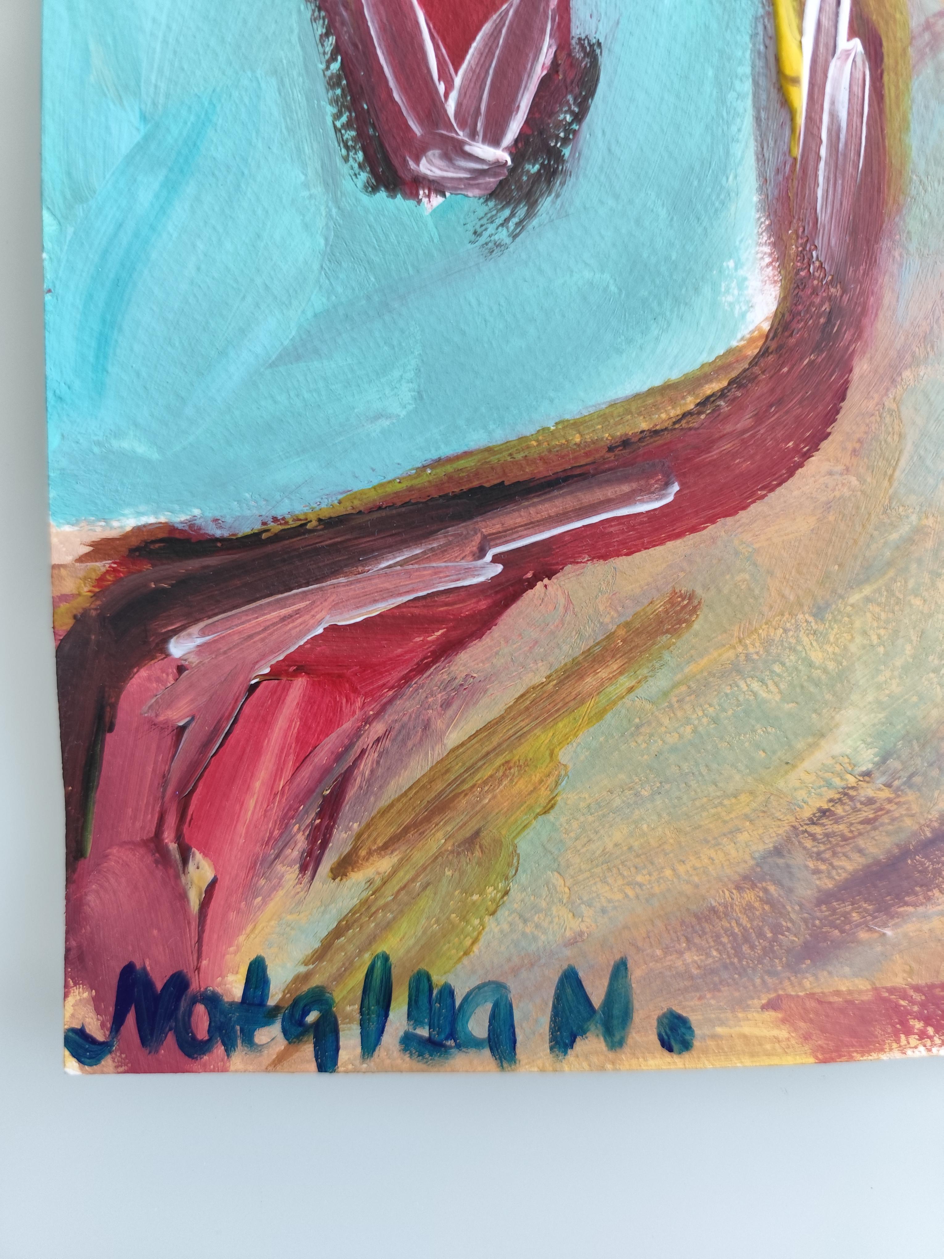 Contemporary abstract expressionist woman's portrait on paper 
