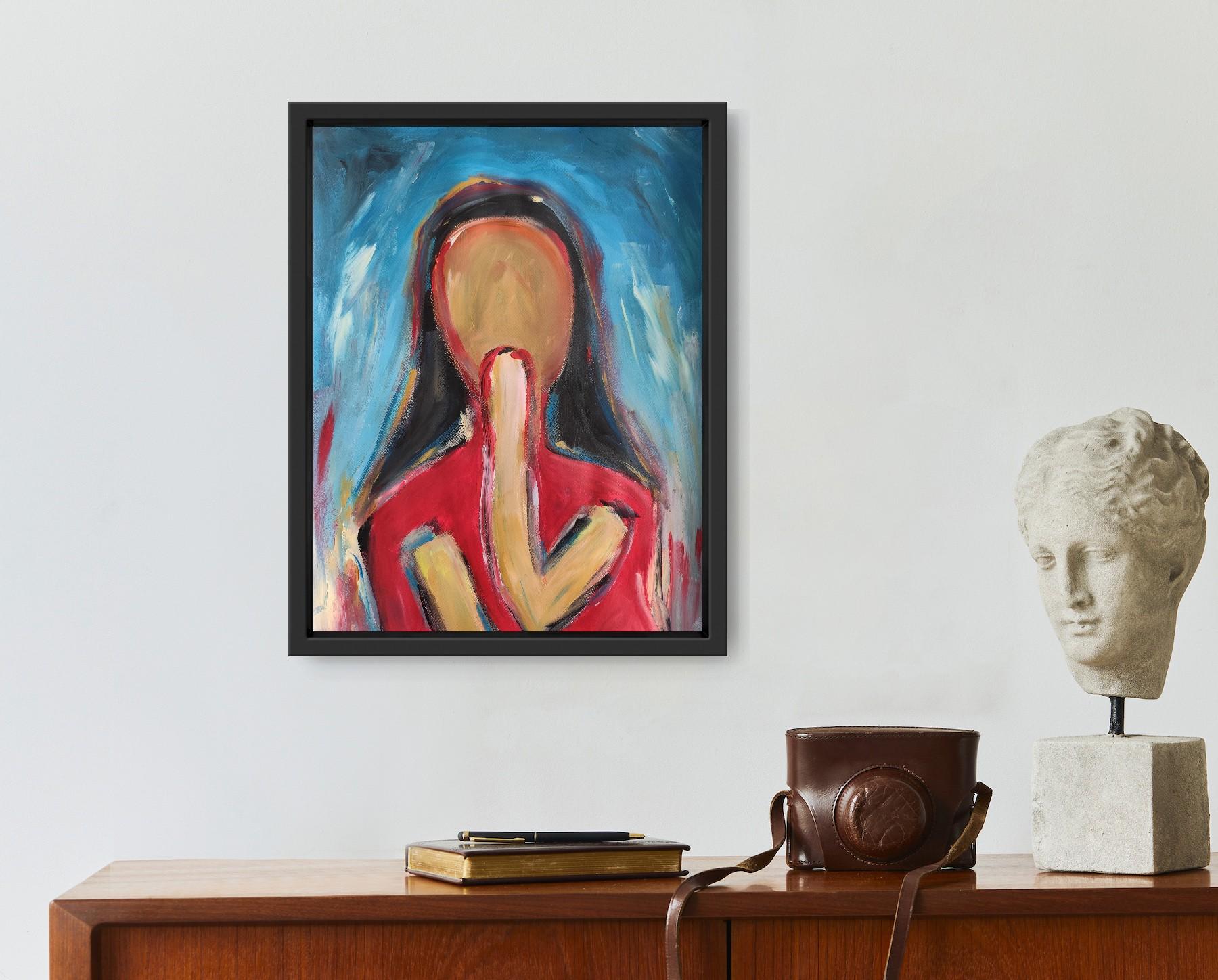 Ritratto di donna espressionista astratto contemporaneo su carta 