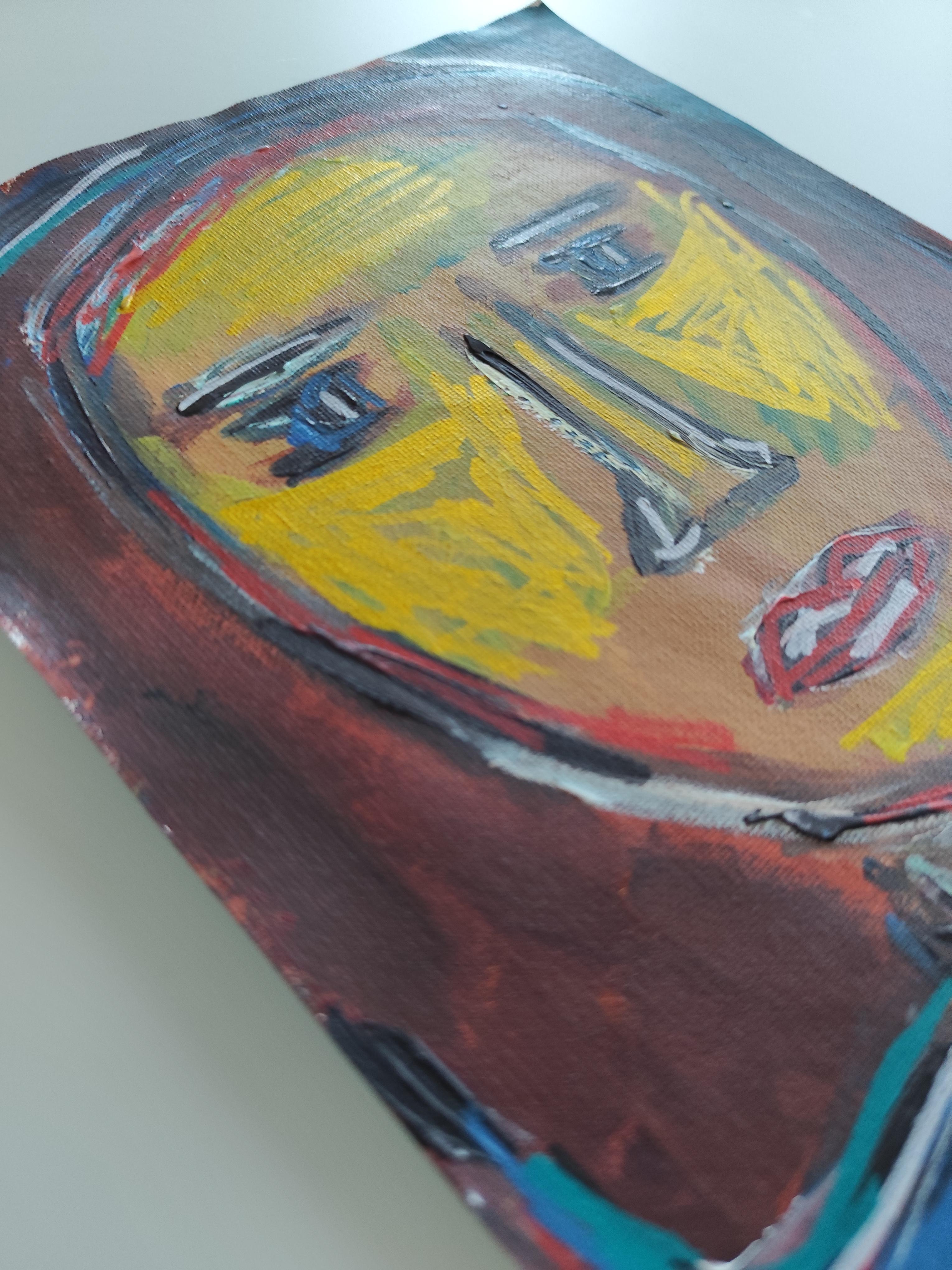 Contemporary abstract expressionist woman's portrait painting 