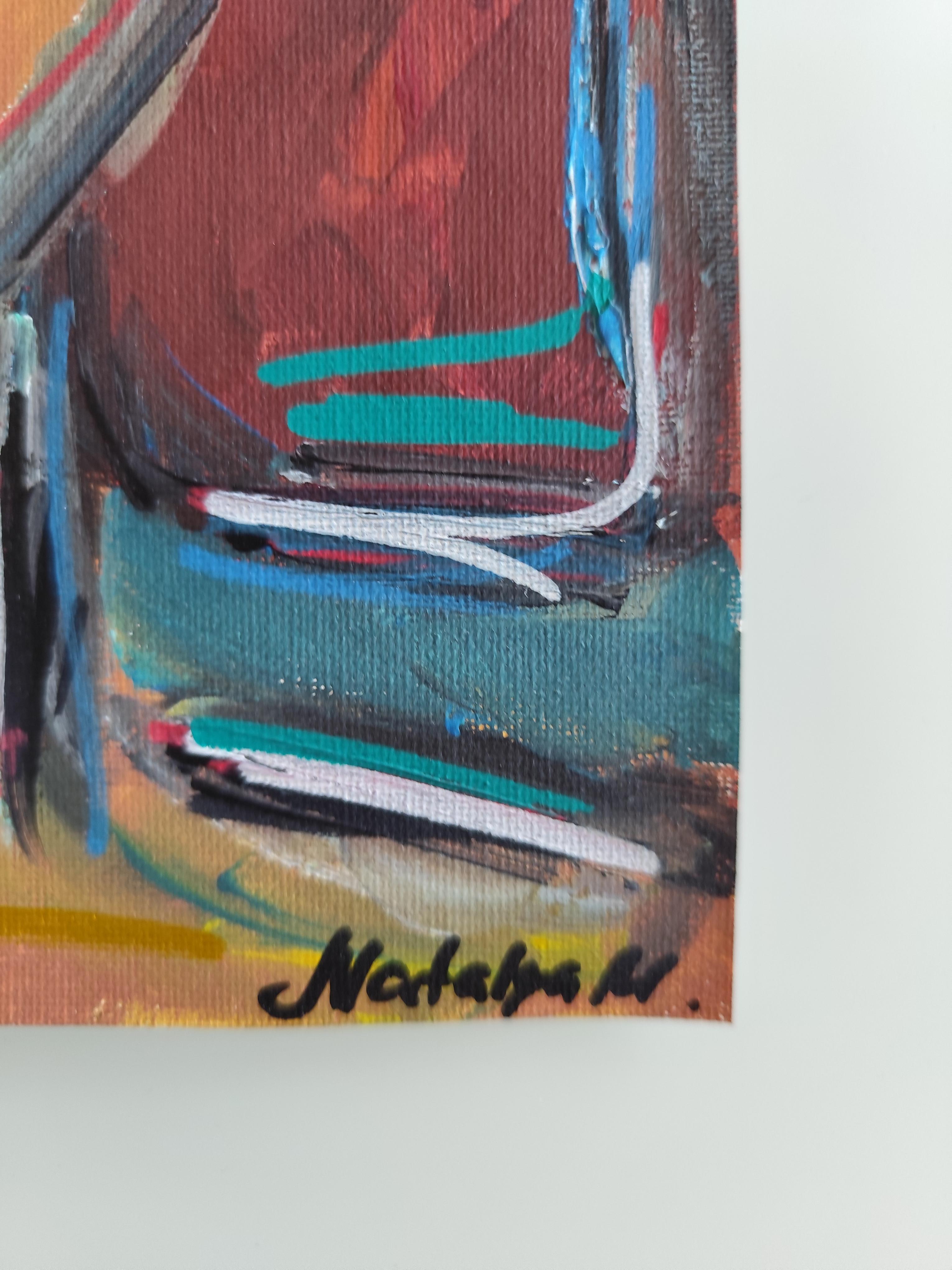 Contemporary abstract expressionist woman's portrait painting 