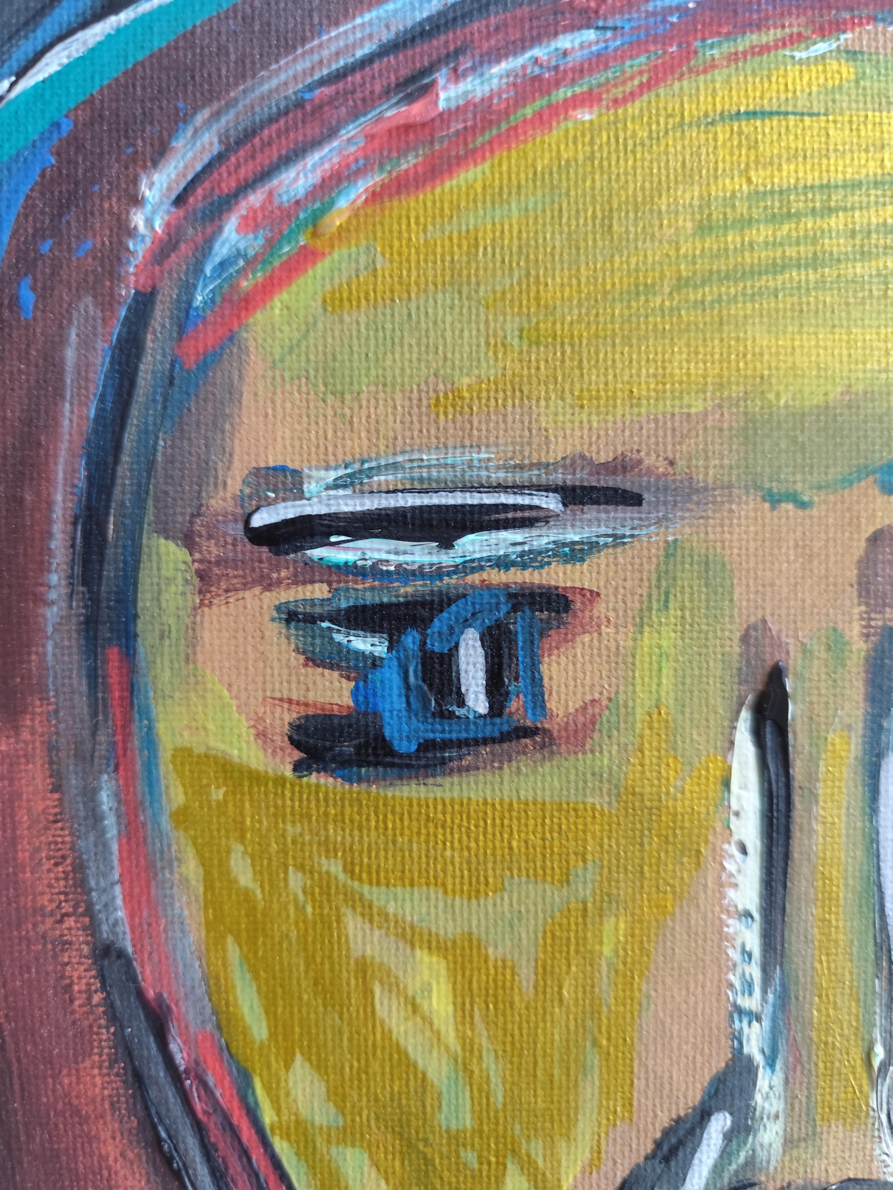 Contemporary abstract expressionist woman's portrait painting 