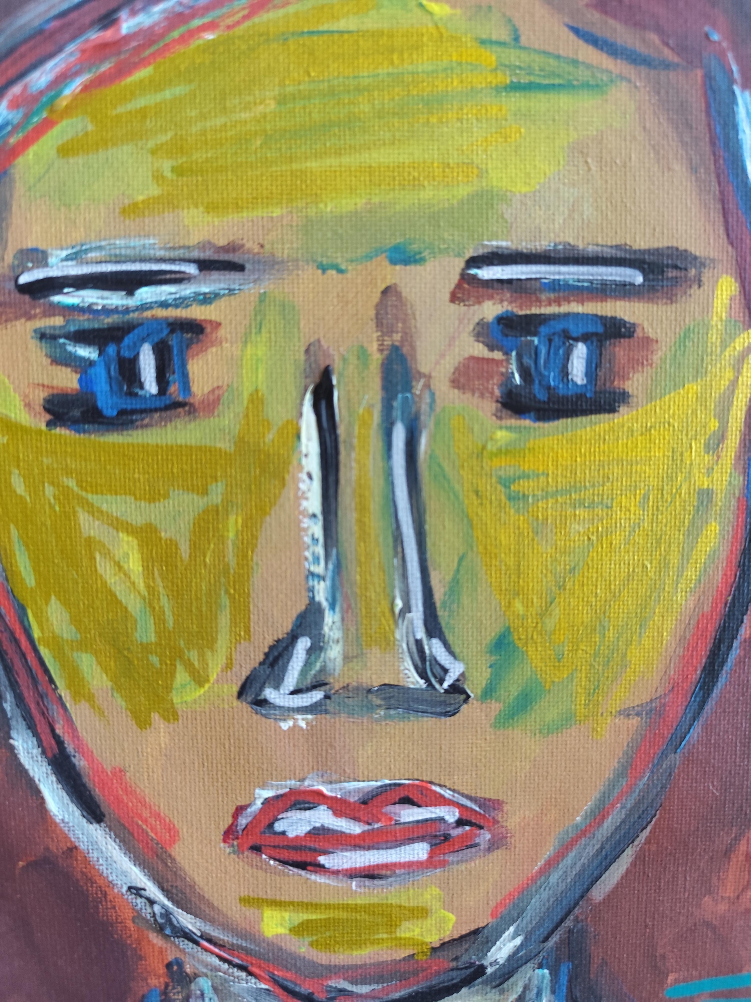 Contemporary abstract expressionist woman's portrait painting 