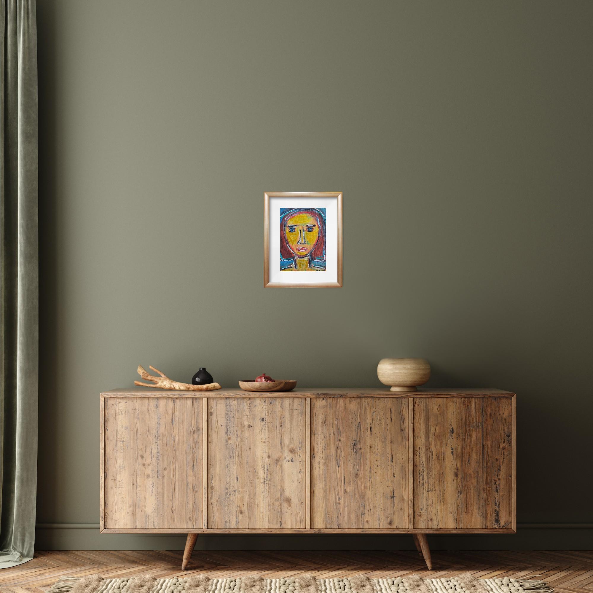 Contemporary abstract expressionist woman's portrait painting 