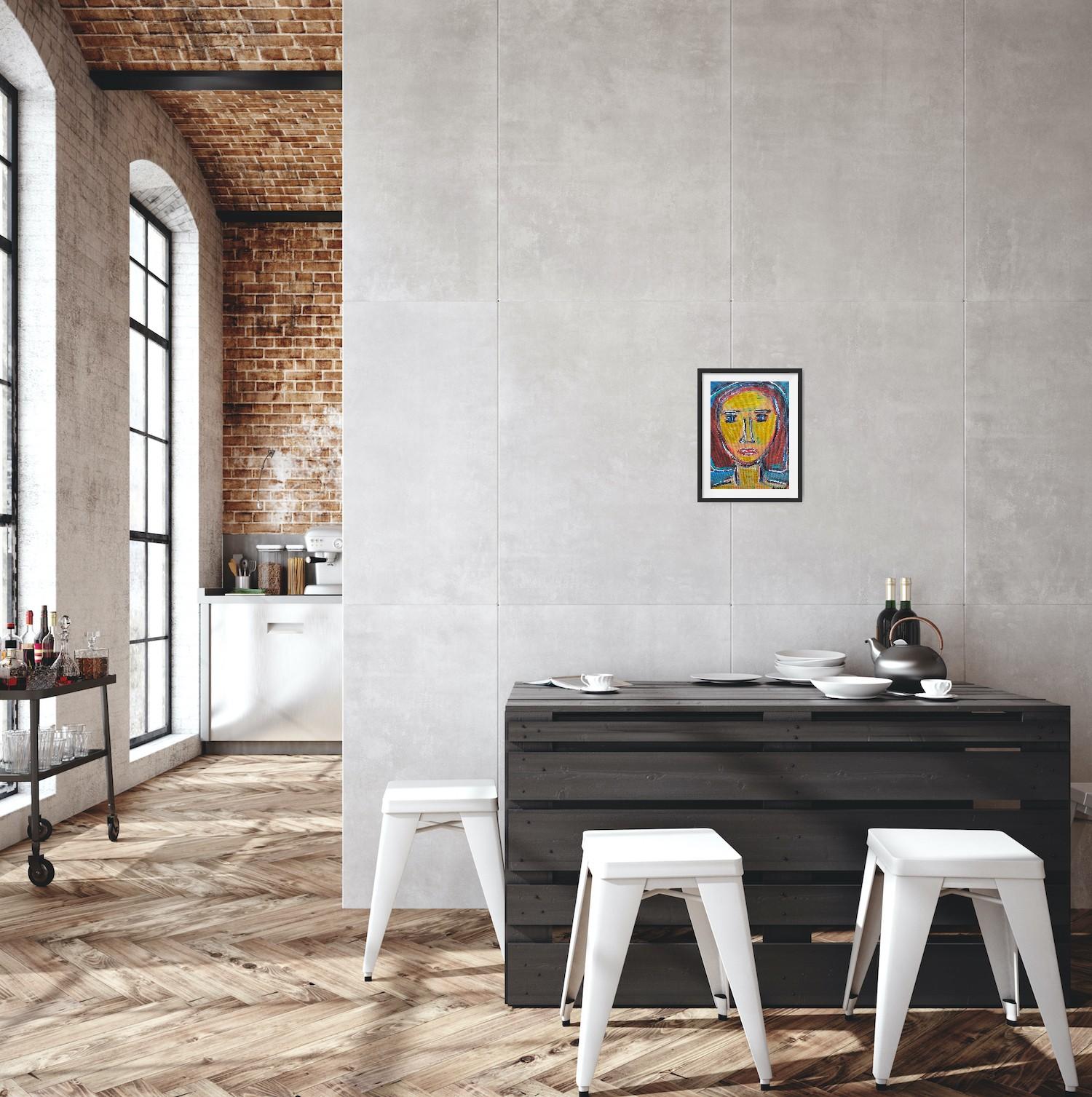 Contemporary abstract expressionist woman's portrait painting 