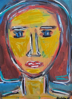 Mougenot Natalya - Contemporary abstract expressionist woman's portrait painting "Edge of becoming" Contemporary abstract expressionist woman's portrait painting "Edge of becoming"