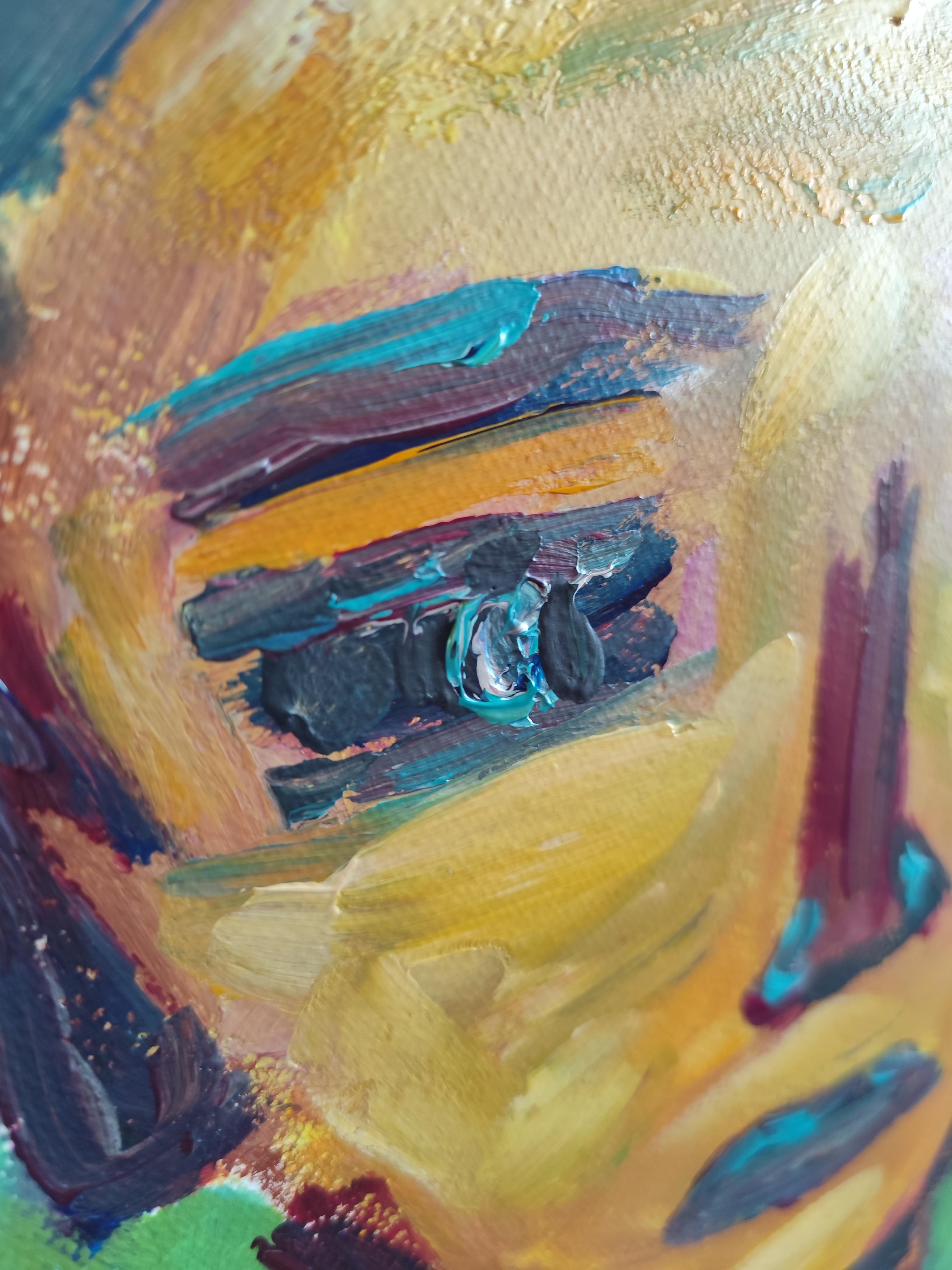 Contemporary abstract expressionist woman's portrait painting 