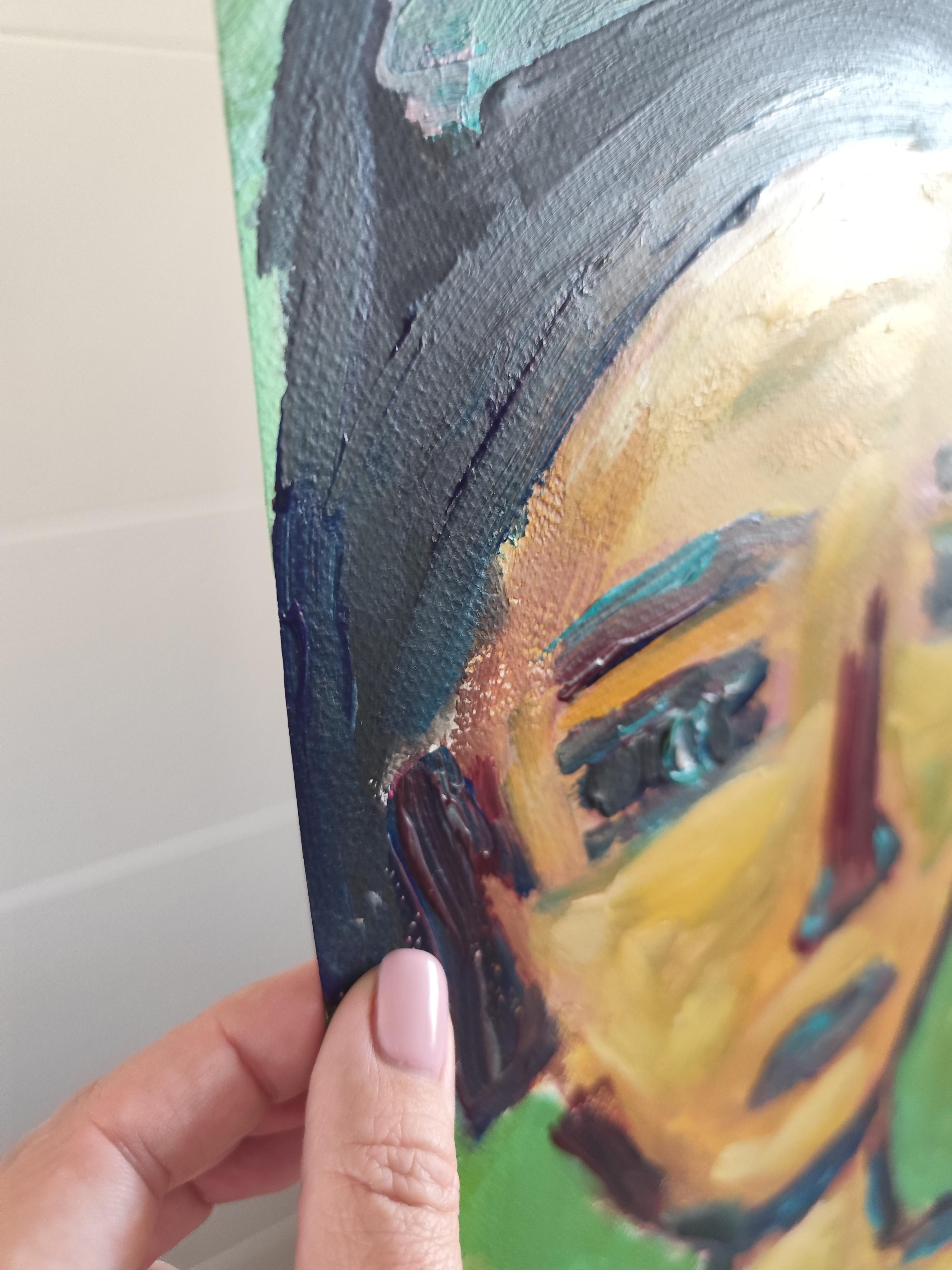 Contemporary abstract expressionist woman's portrait painting 