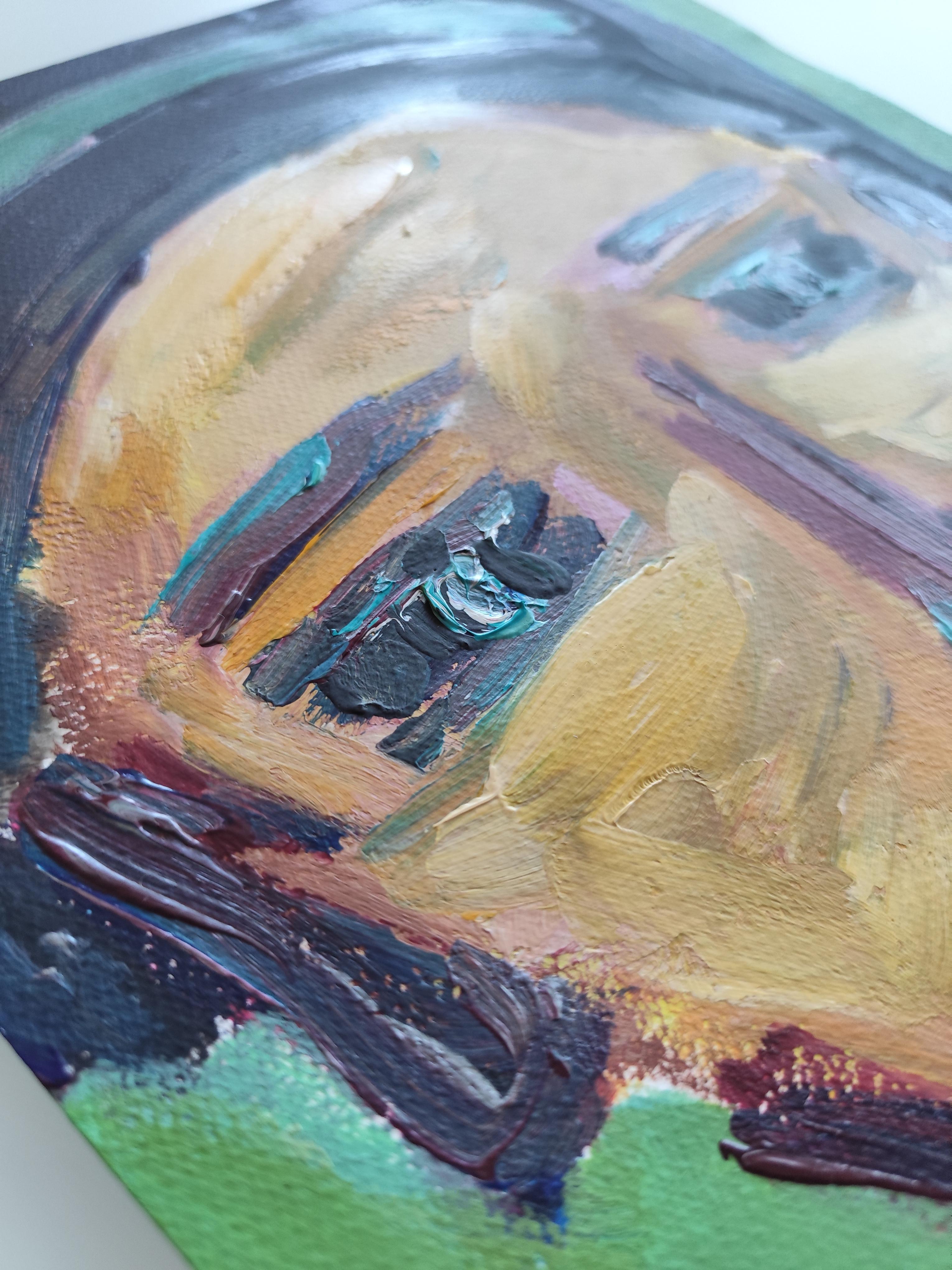 Contemporary abstract expressionist woman's portrait painting 