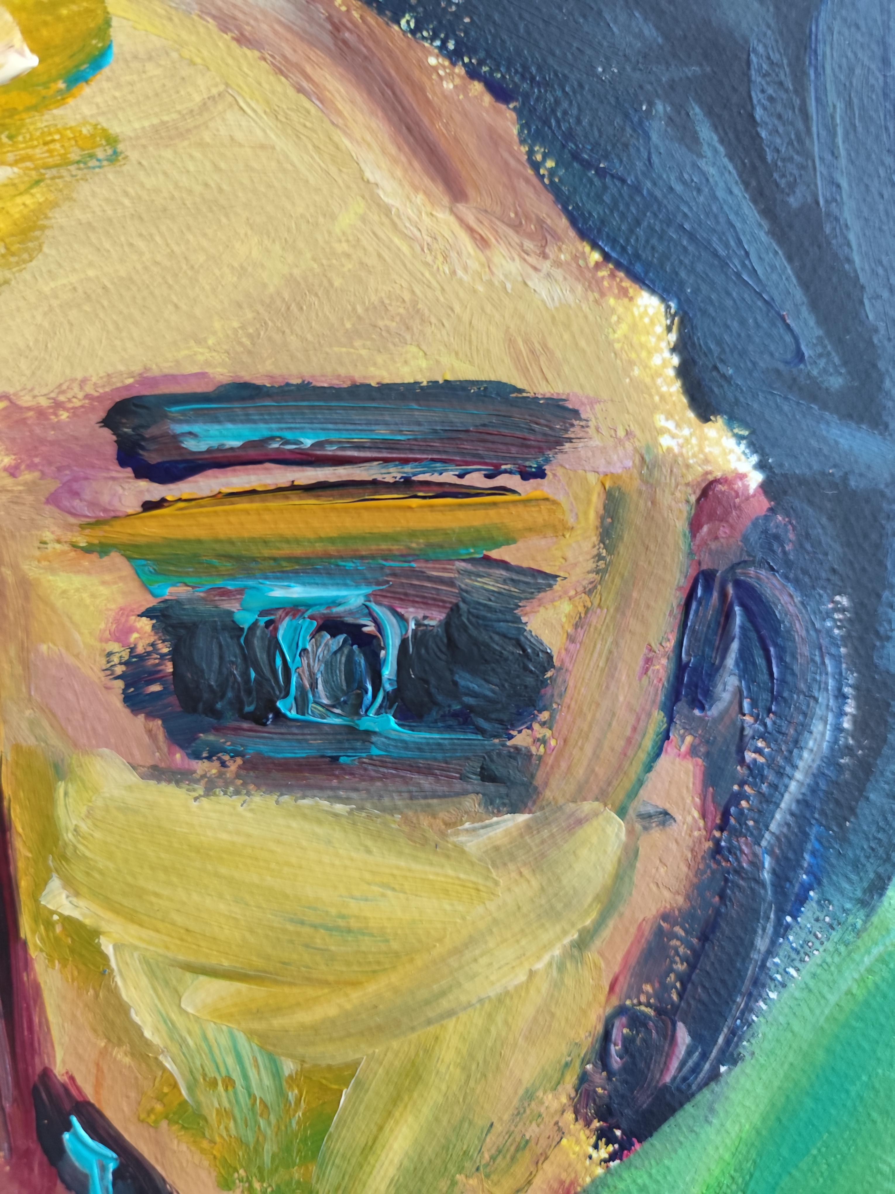 Contemporary abstract expressionist woman's portrait painting 